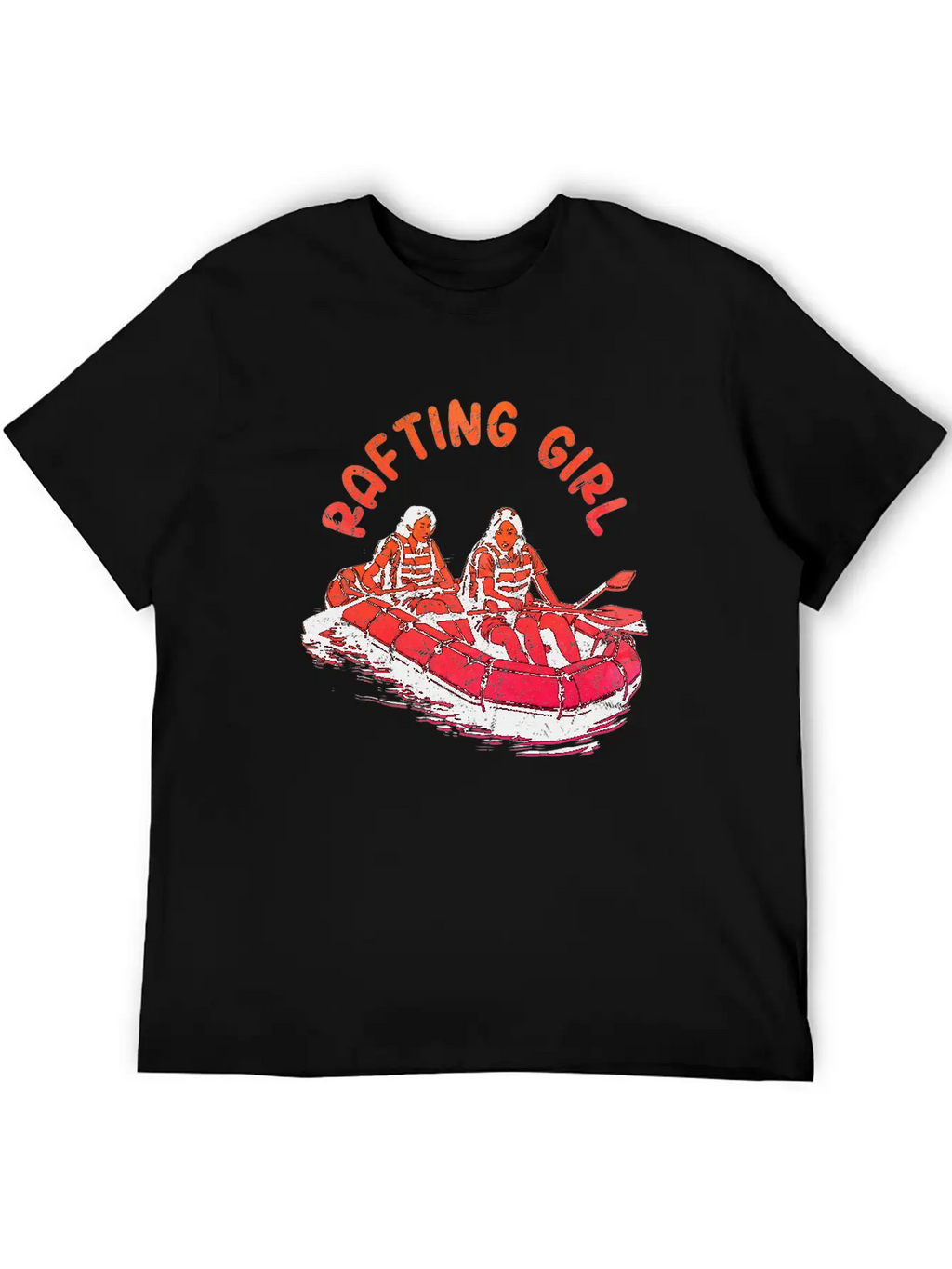 Rafting Girl Paddling Wild River White Water Casual Graphic T-Shirt – Simple And Comfortable Daily Wear