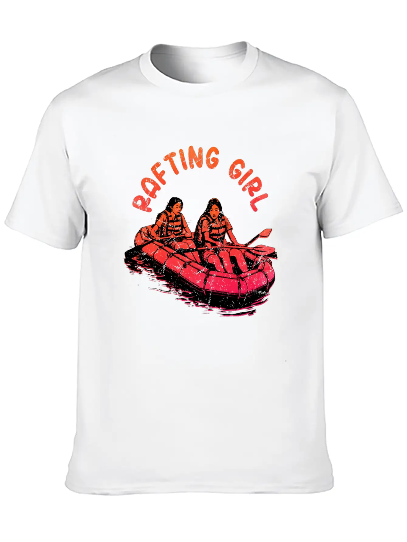 Rafting Girl Paddling Wild River White Water Unisex Short Sleeve Soft Cotton T-Shirt – Casual Everyday Wear
