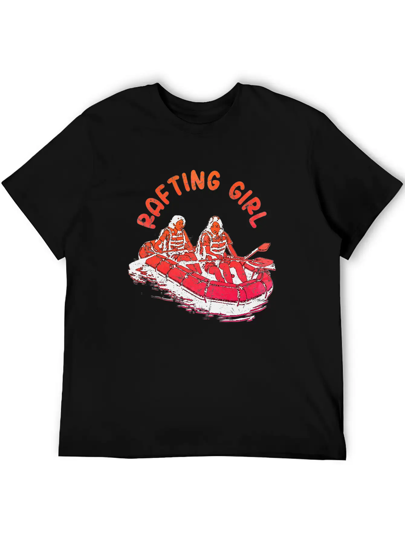 Rafting Girl Paddling Wild River White Water Unisex Short Sleeve Soft Cotton T-Shirt – Casual Everyday Wear