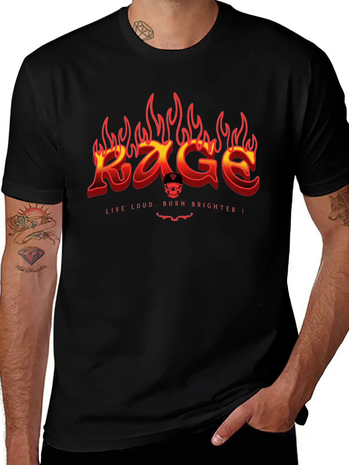 RAGE – Live Loud. Burn Brighter! Classic Fit Graphic Tee For Daily Comfort – Unisex Cotton Shirt
