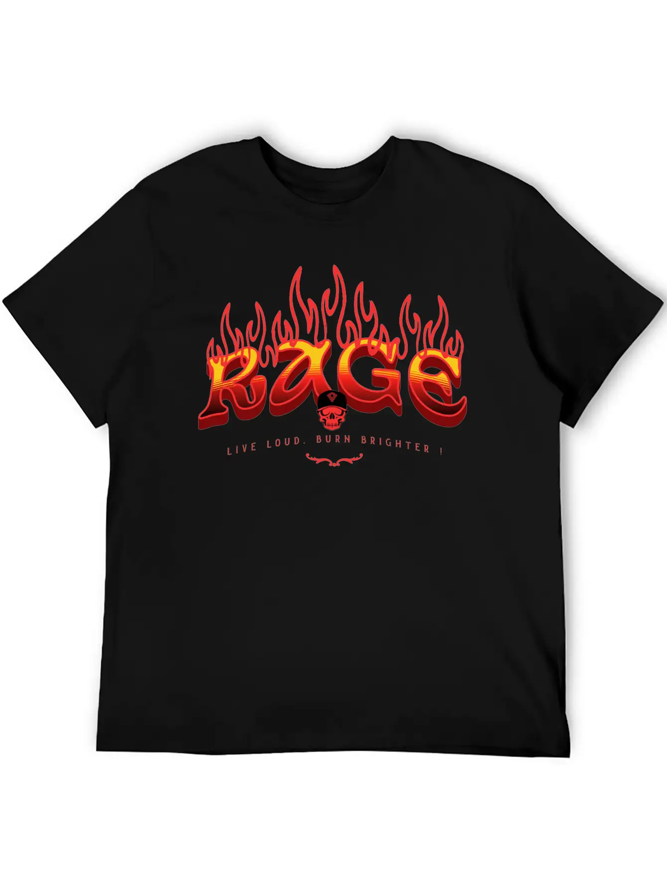 RAGE – Live Loud. Burn Brighter! Classic Fit Graphic Tee For Daily Comfort – Unisex Cotton Shirt