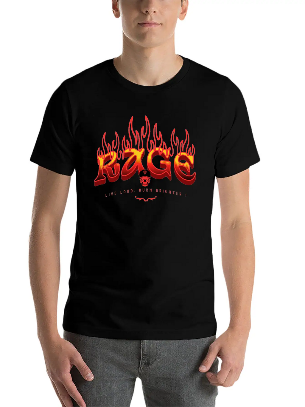 RAGE – Live Loud. Burn Brighter! Classic Fit Graphic Tee For Daily Comfort – Unisex Cotton Shirt