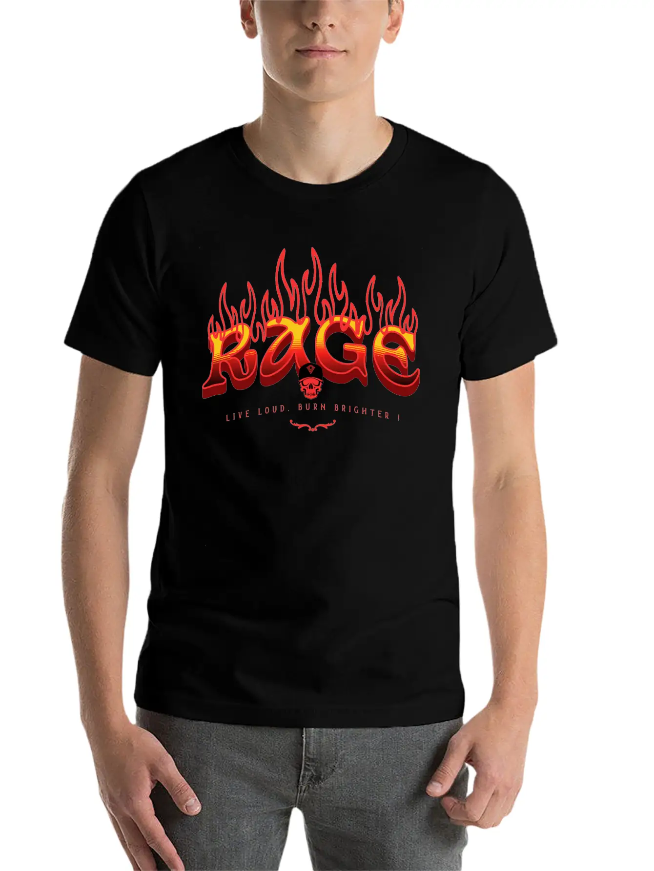RAGE – Live Loud. Burn Brighter! Classic Fit Graphic Tee For Daily Comfort – Unisex Cotton Shirt