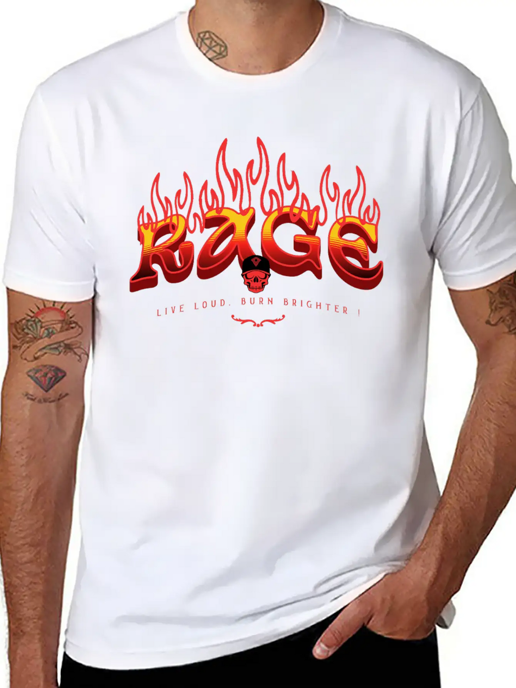 RAGE – Live Loud. Burn Brighter! Classic Fit Graphic Tee For Daily Comfort – Unisex Cotton Shirt
