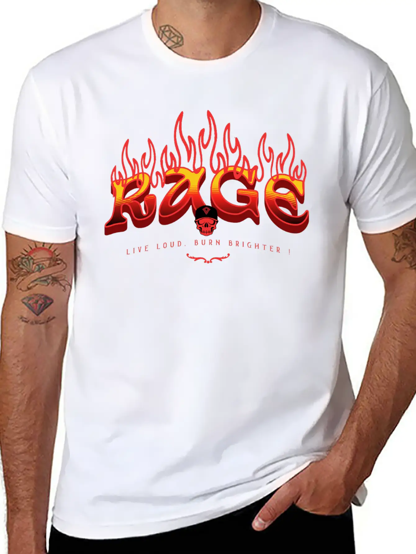 RAGE – Live Loud. Burn Brighter! Classic Fit Graphic Tee For Daily Comfort – Unisex Cotton Shirt