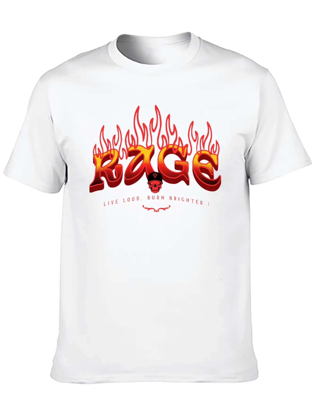 RAGE – Live Loud. Burn Brighter! Classic Fit Graphic Tee For Daily Comfort – Unisex Cotton Shirt