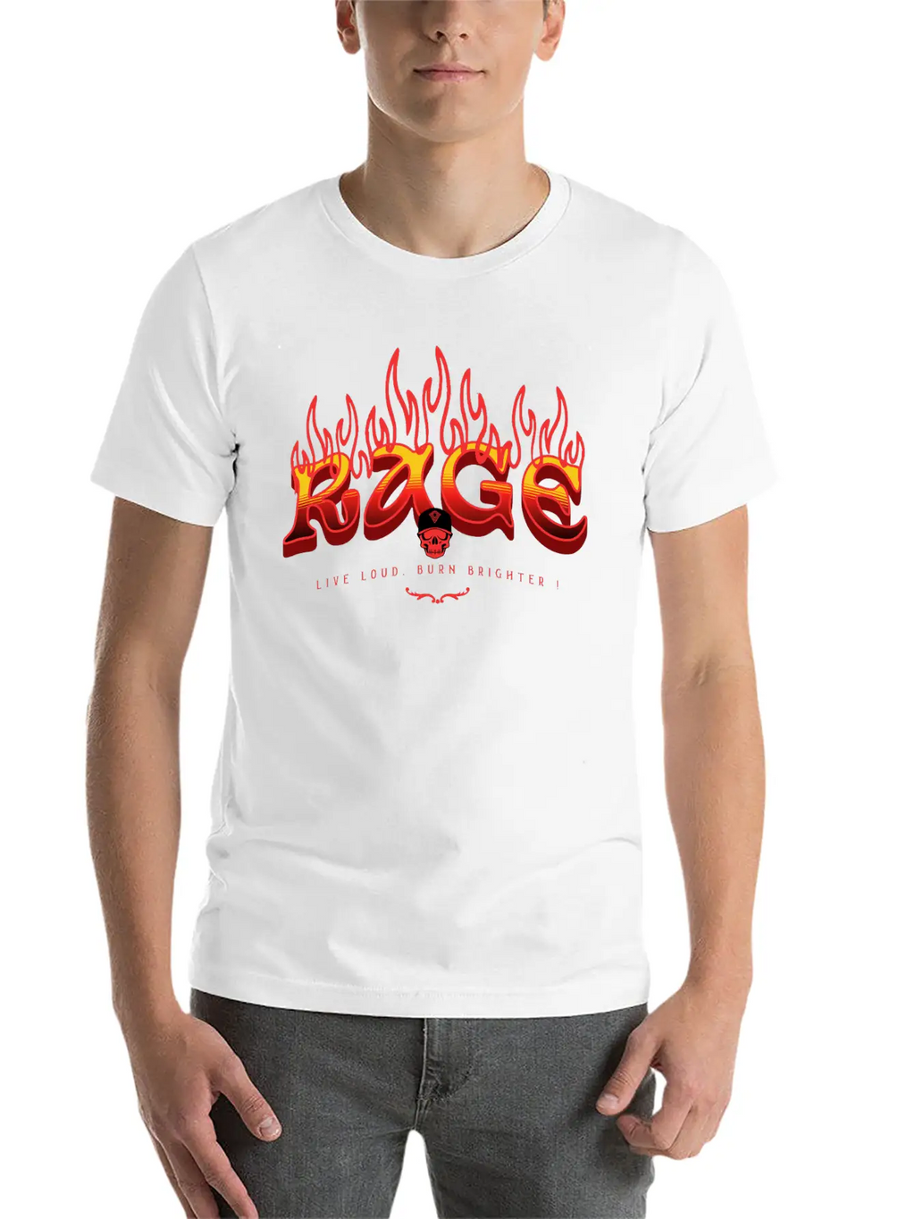 RAGE – Live Loud. Burn Brighter! Classic Fit Graphic Tee For Daily Comfort – Unisex Cotton Shirt