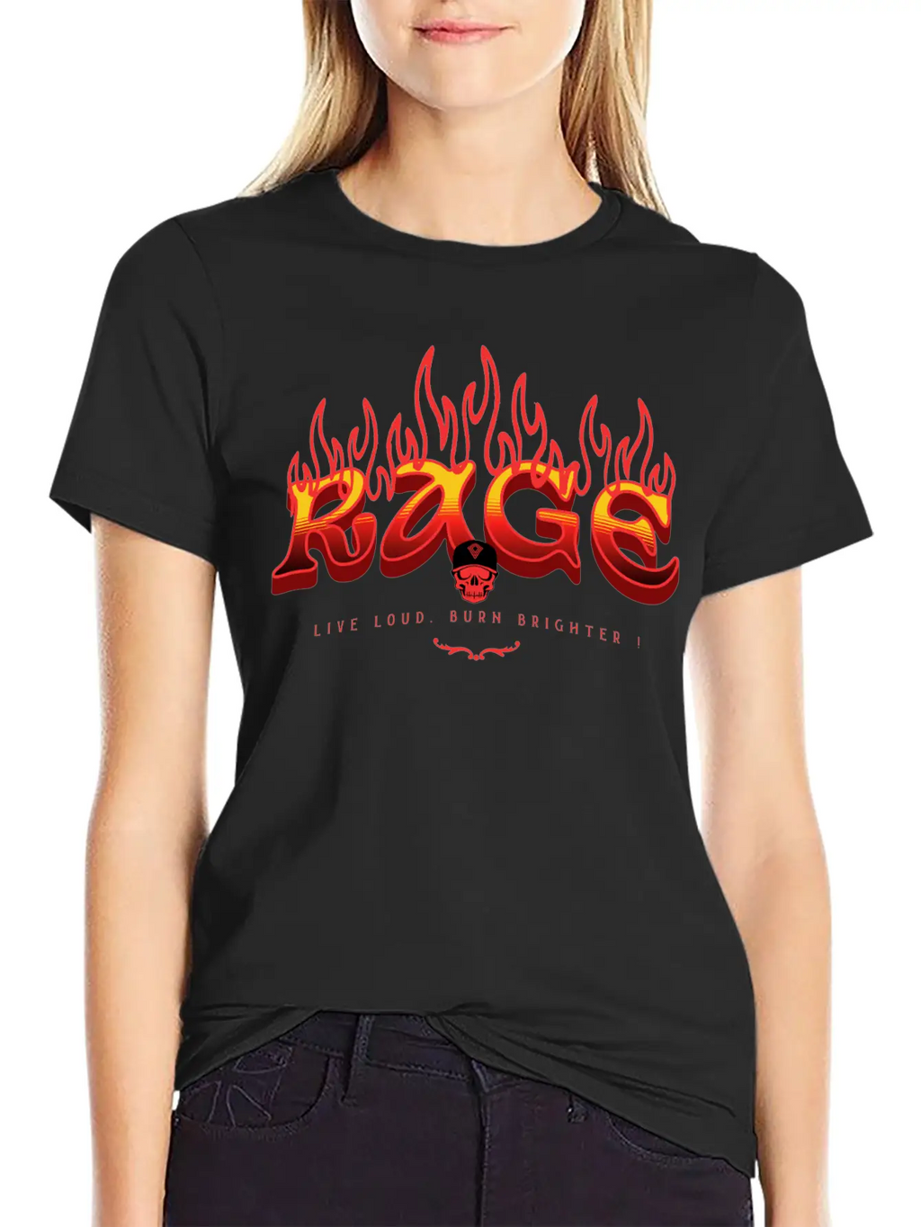 RAGE – Live Loud. Burn Brighter! Classic Fit Graphic Tee For Daily Comfort – Unisex Cotton Shirt