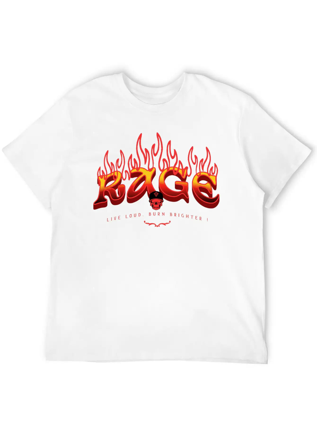 RAGE – Live Loud. Burn Brighter! Classic Fit Graphic Tee For Daily Comfort – Unisex Cotton Shirt