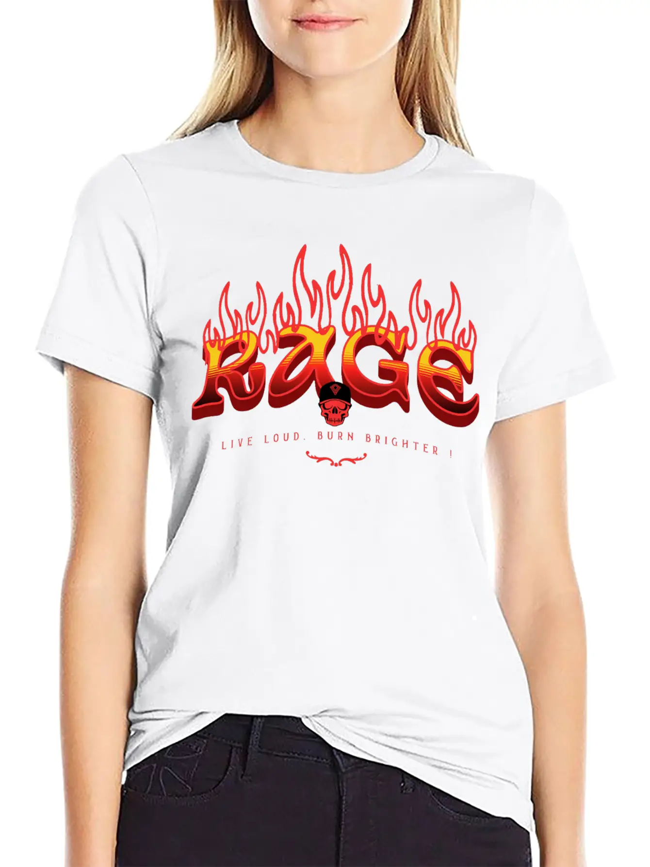 RAGE – Live Loud. Burn Brighter! Classic Fit Graphic Tee For Daily Comfort – Unisex Cotton Shirt