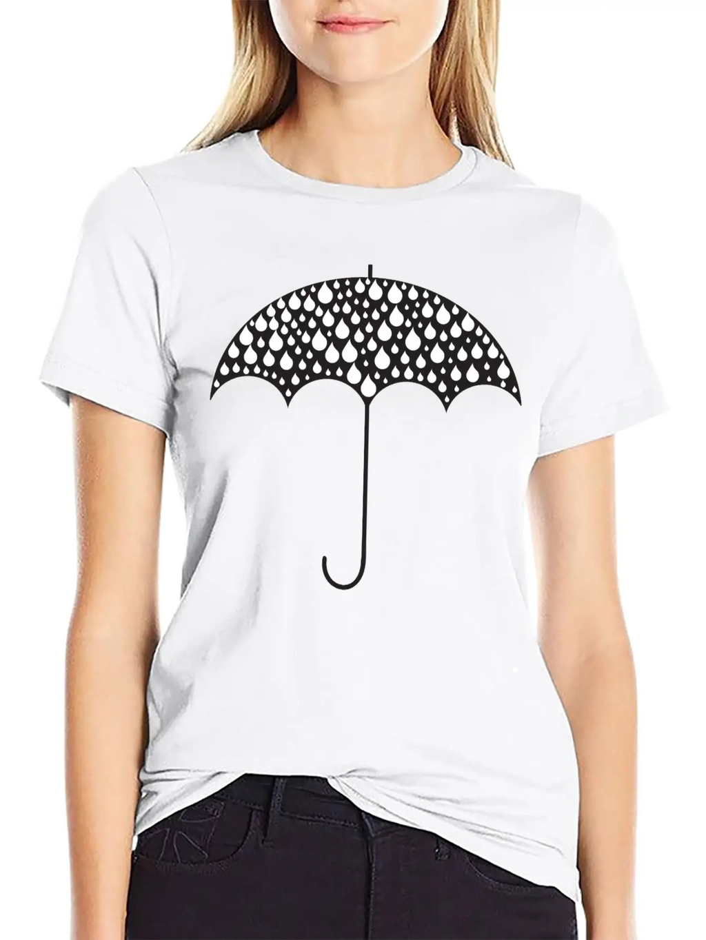 Rain Drops Umbrella Silhouette Casual Graphic T-Shirt – Simple And Comfortable Daily Wear