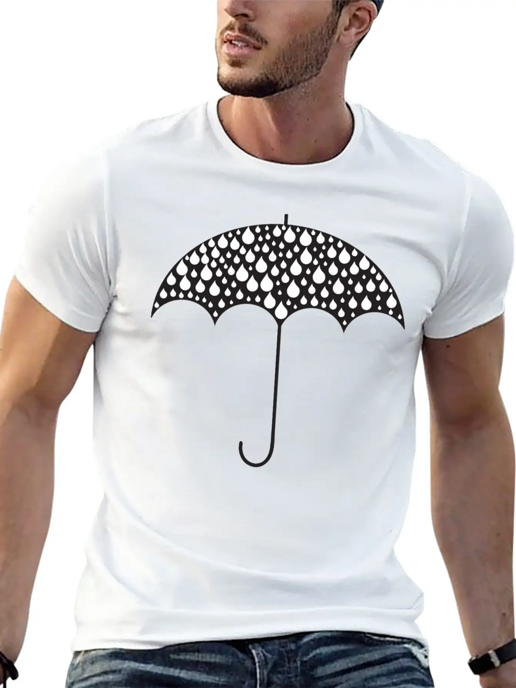 Rain Drops Umbrella Silhouette Casual Graphic T-Shirt – Simple And Comfortable Daily Wear