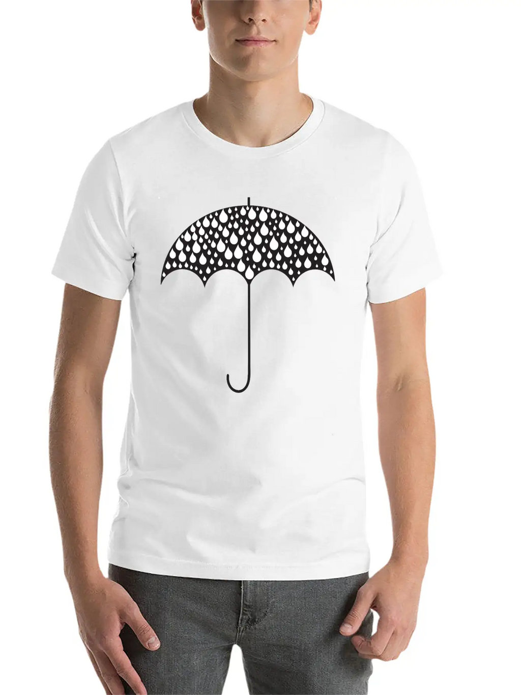 Rain Drops Umbrella Silhouette Casual Graphic T-Shirt – Simple And Comfortable Daily Wear