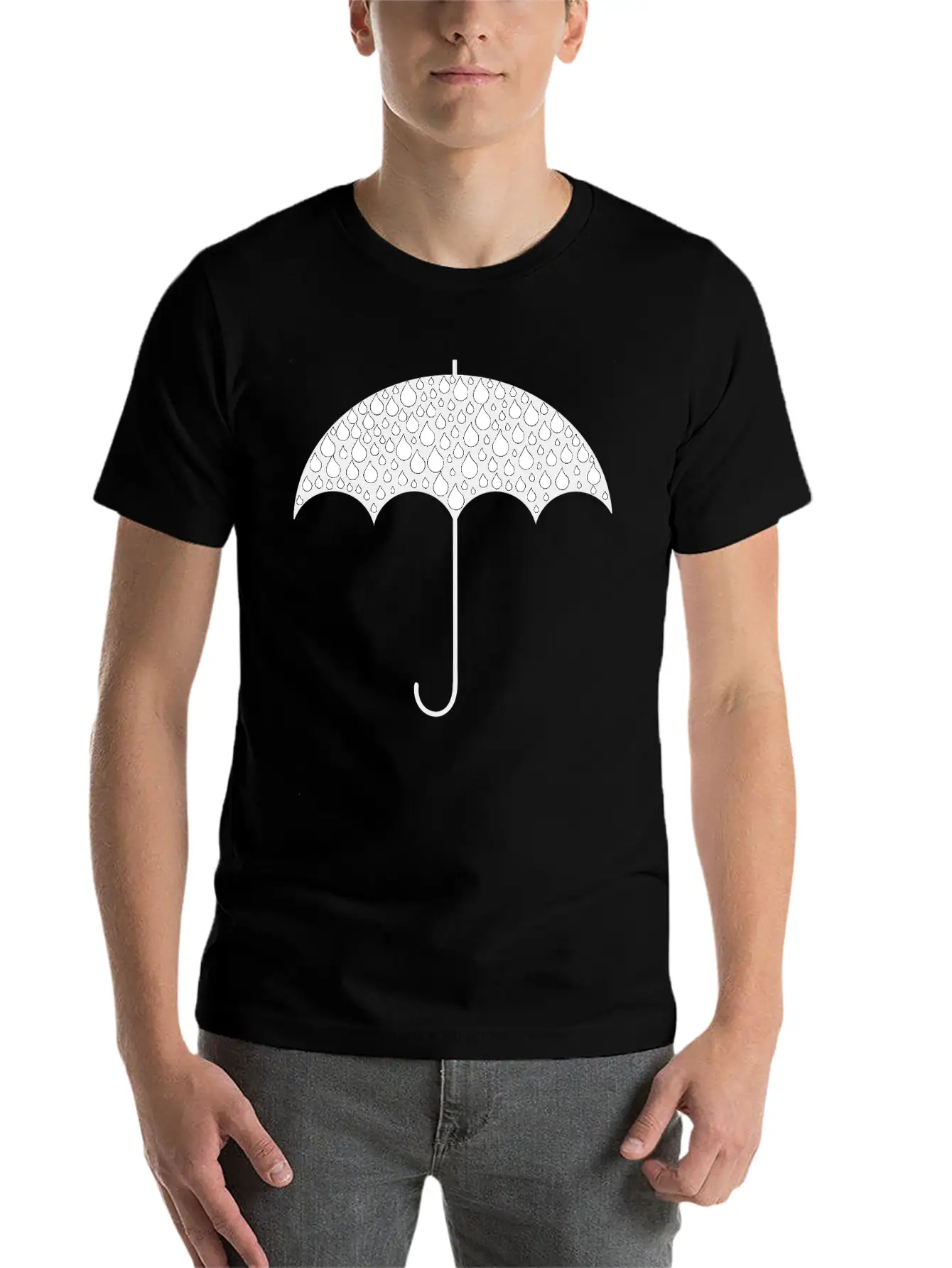 Rain Drops Umbrella Silhouette Casual Graphic T-Shirt – Simple And Comfortable Daily Wear