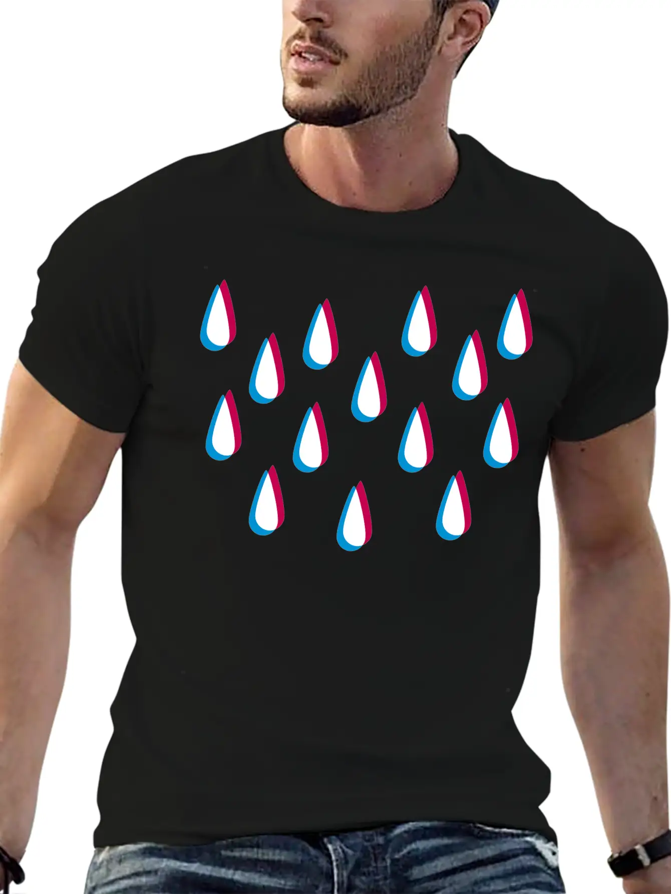 Rain Pattern 3D Unisex Casual T-Shirt – Clean Design For Daily Comfort