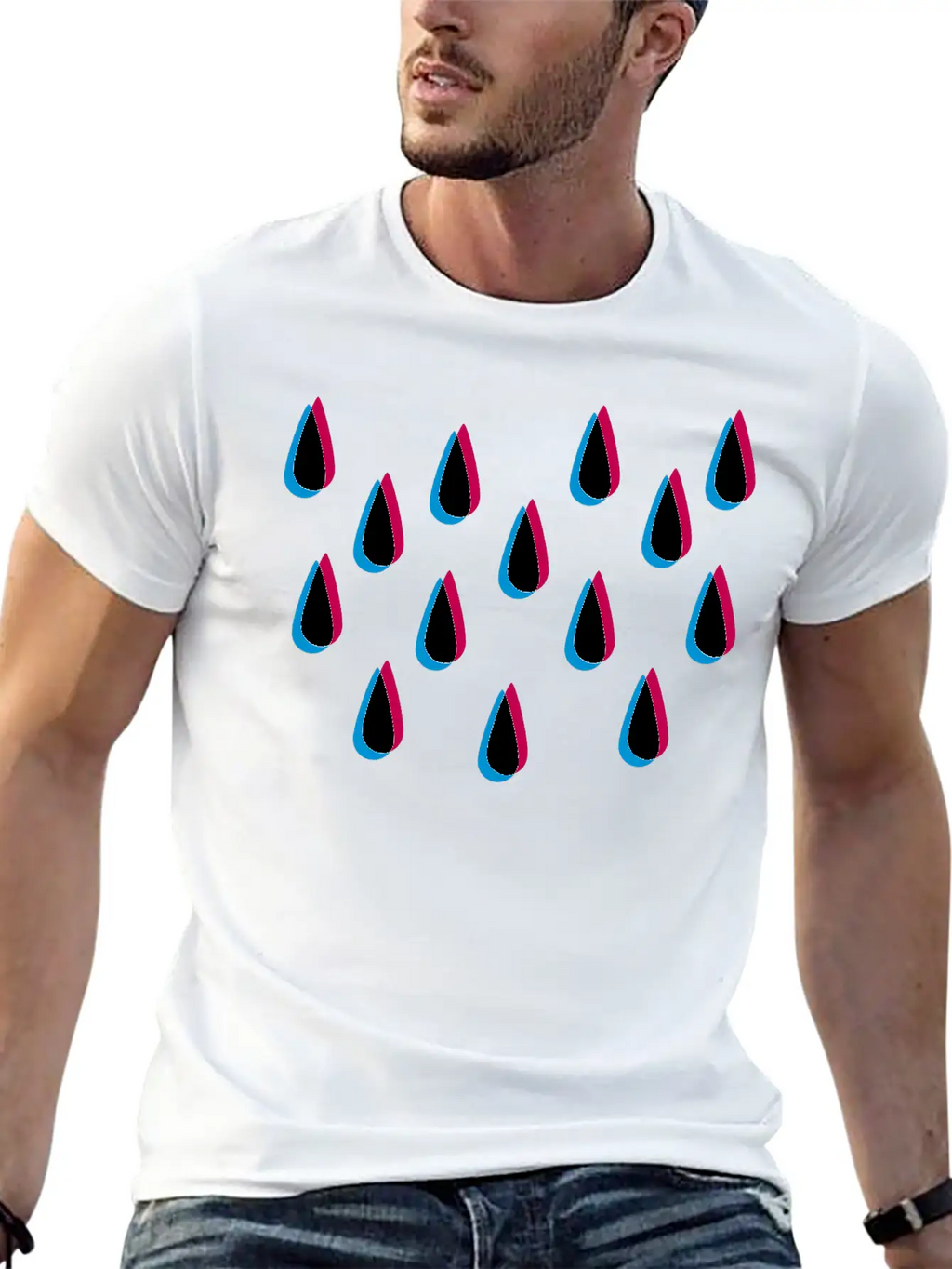 Rain Pattern 3D Unisex Casual T-Shirt – Clean Design For Daily Comfort
