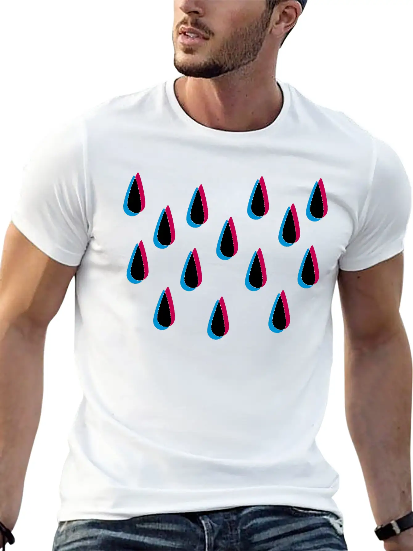Rain Pattern 3D Unisex Casual T-Shirt – Clean Design For Daily Comfort