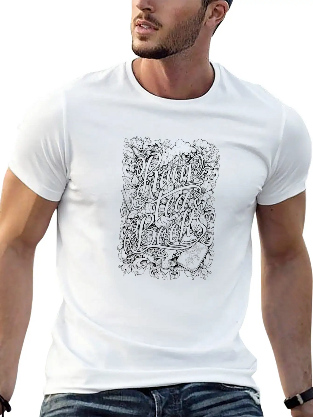 Rain Tea & Books Casual Graphic T-Shirt – Simple And Comfortable Daily Wear