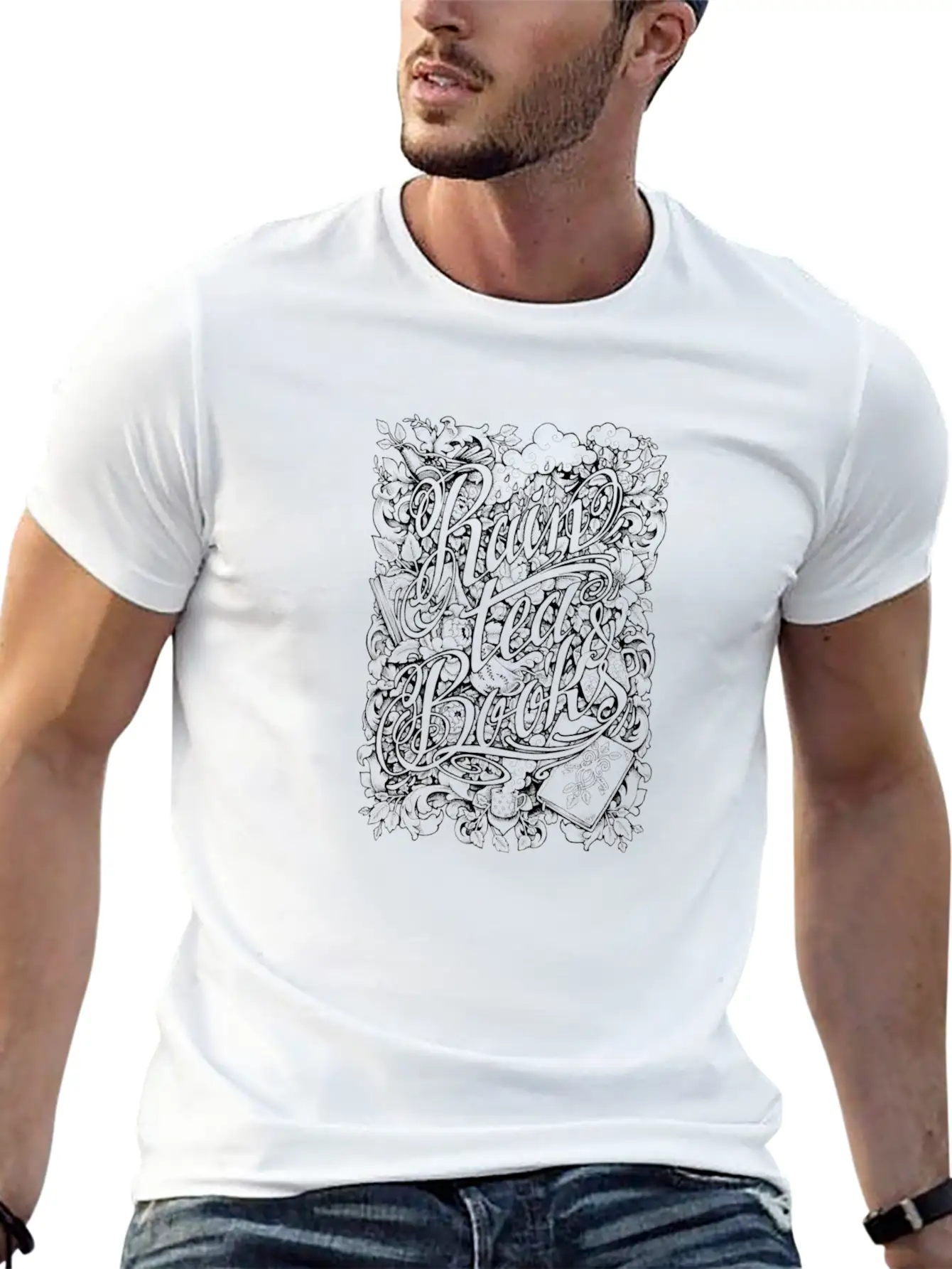 Rain Tea & Books Casual Graphic T-Shirt – Simple And Comfortable Daily Wear