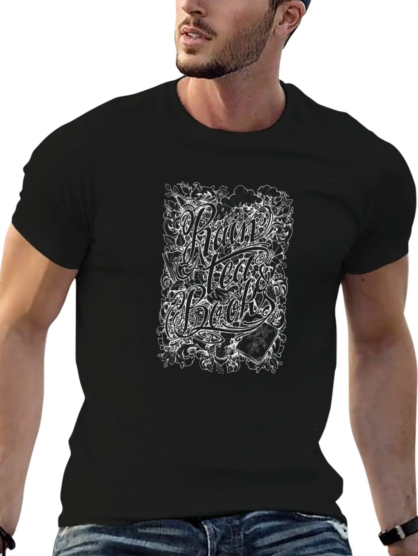 Rain Tea & Books Casual Graphic T-Shirt – Simple And Comfortable Daily Wear
