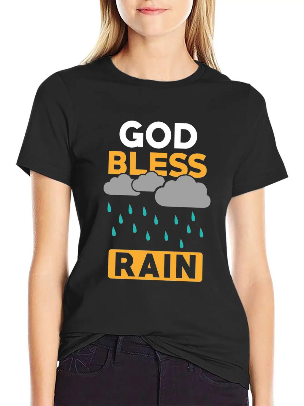 Rain Weather Saying Casual Graphic T-Shirt – Simple And Comfortable Daily Wear