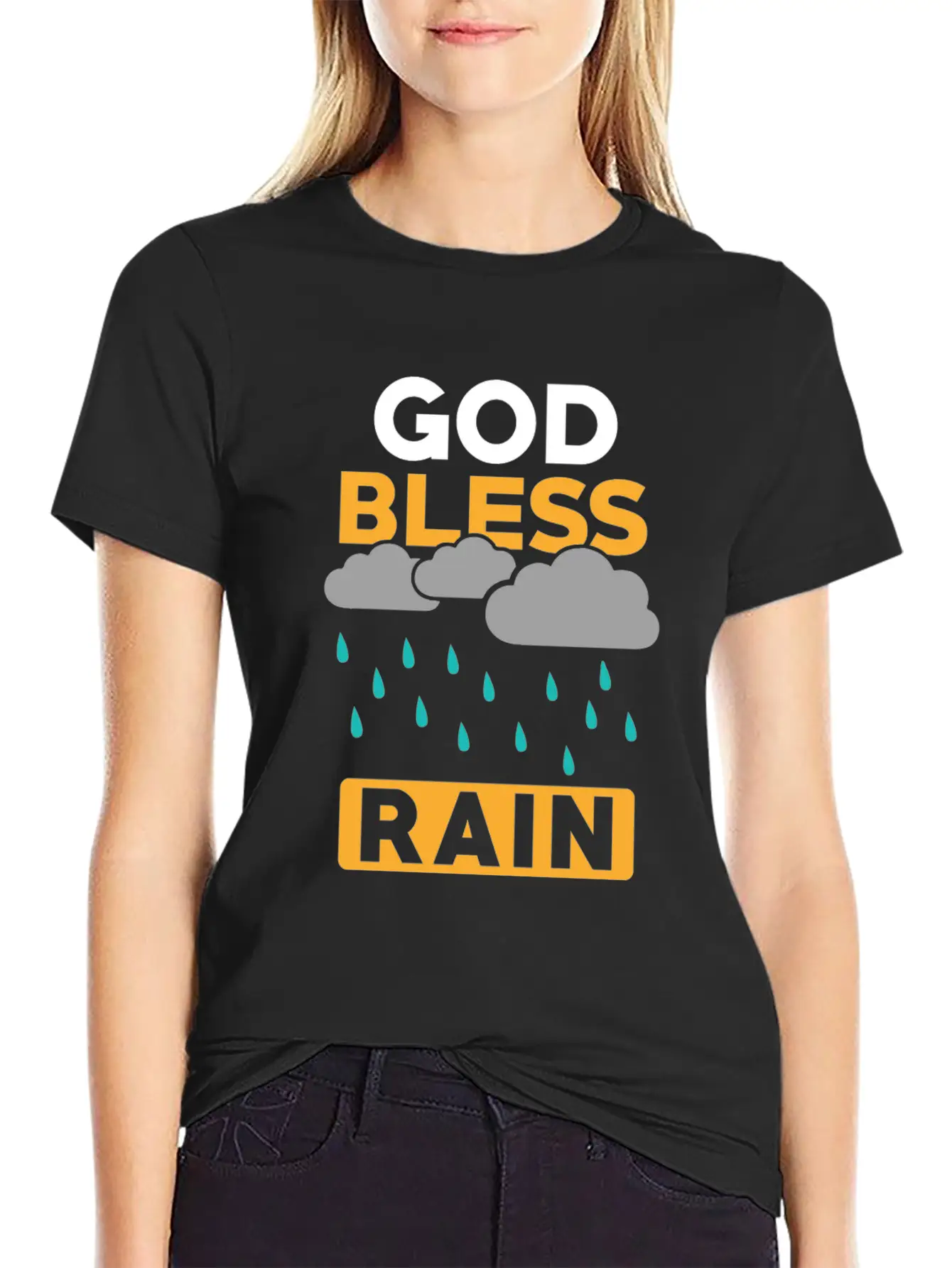 Rain Weather Saying Casual Graphic T-Shirt – Simple And Comfortable Daily Wear