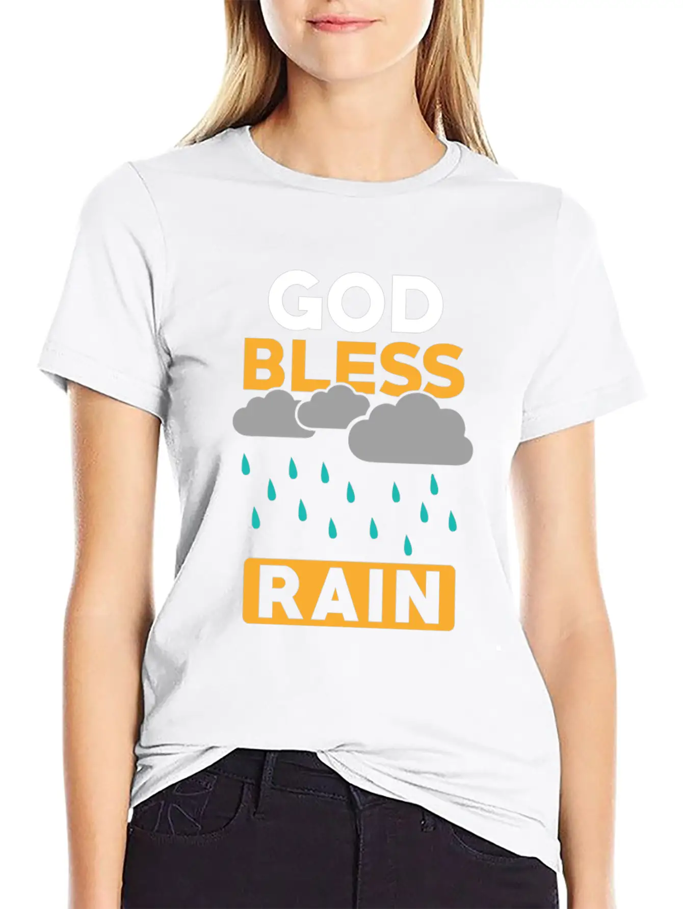Rain Weather Saying Casual Graphic T-Shirt – Simple And Comfortable Daily Wear