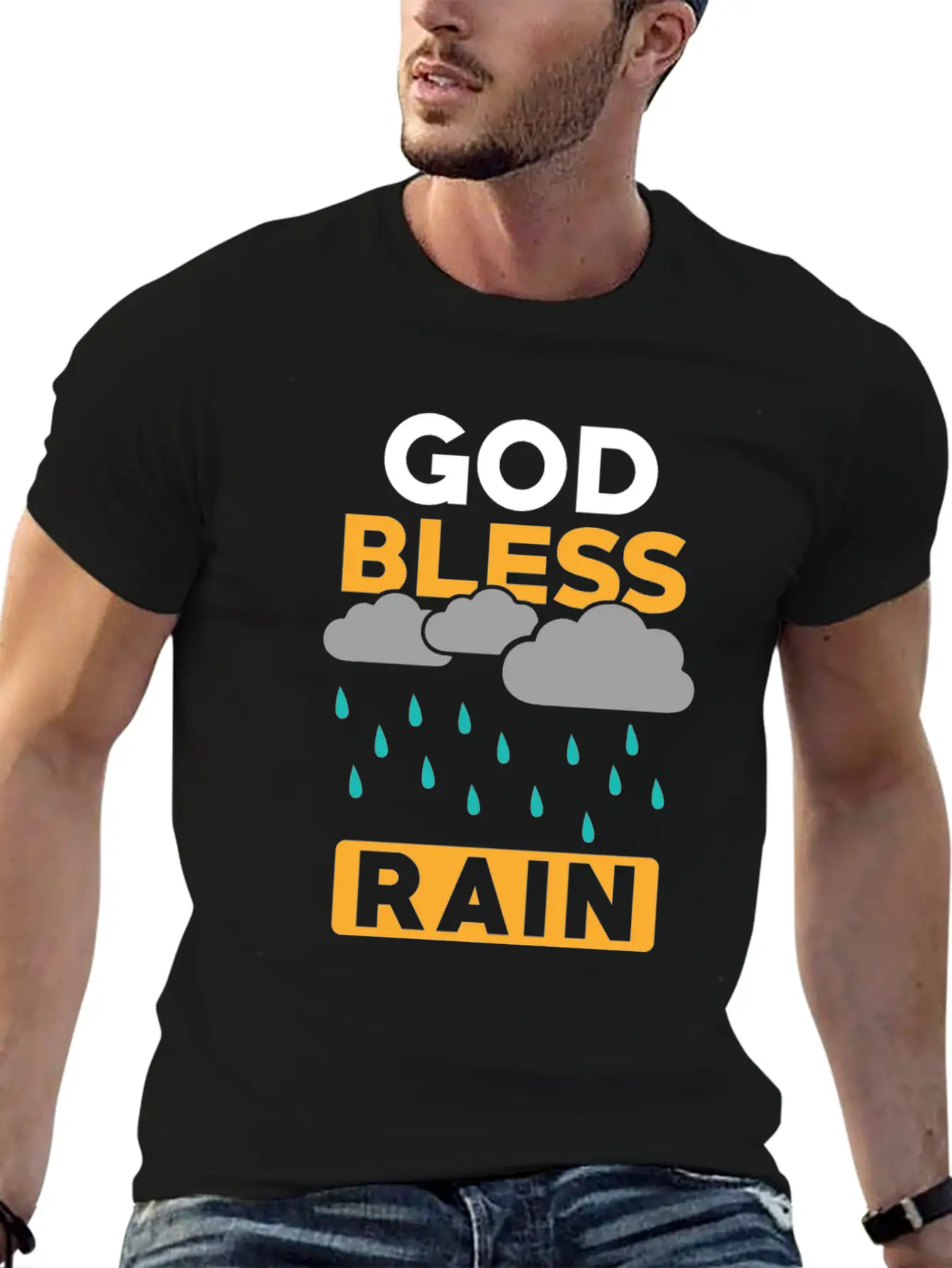 Rain Weather Saying Casual Graphic T-Shirt – Simple And Comfortable Daily Wear