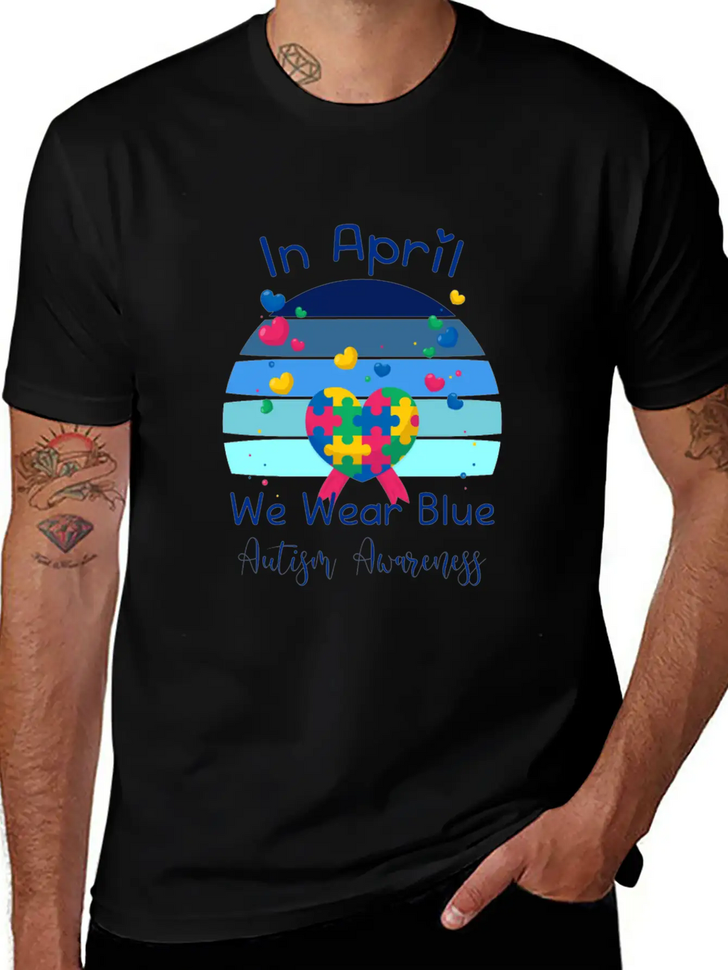 Rainbow Autism In April We Wear Blue Autism Breathable Soft Cotton T-Shirt – Timeless Casual Look