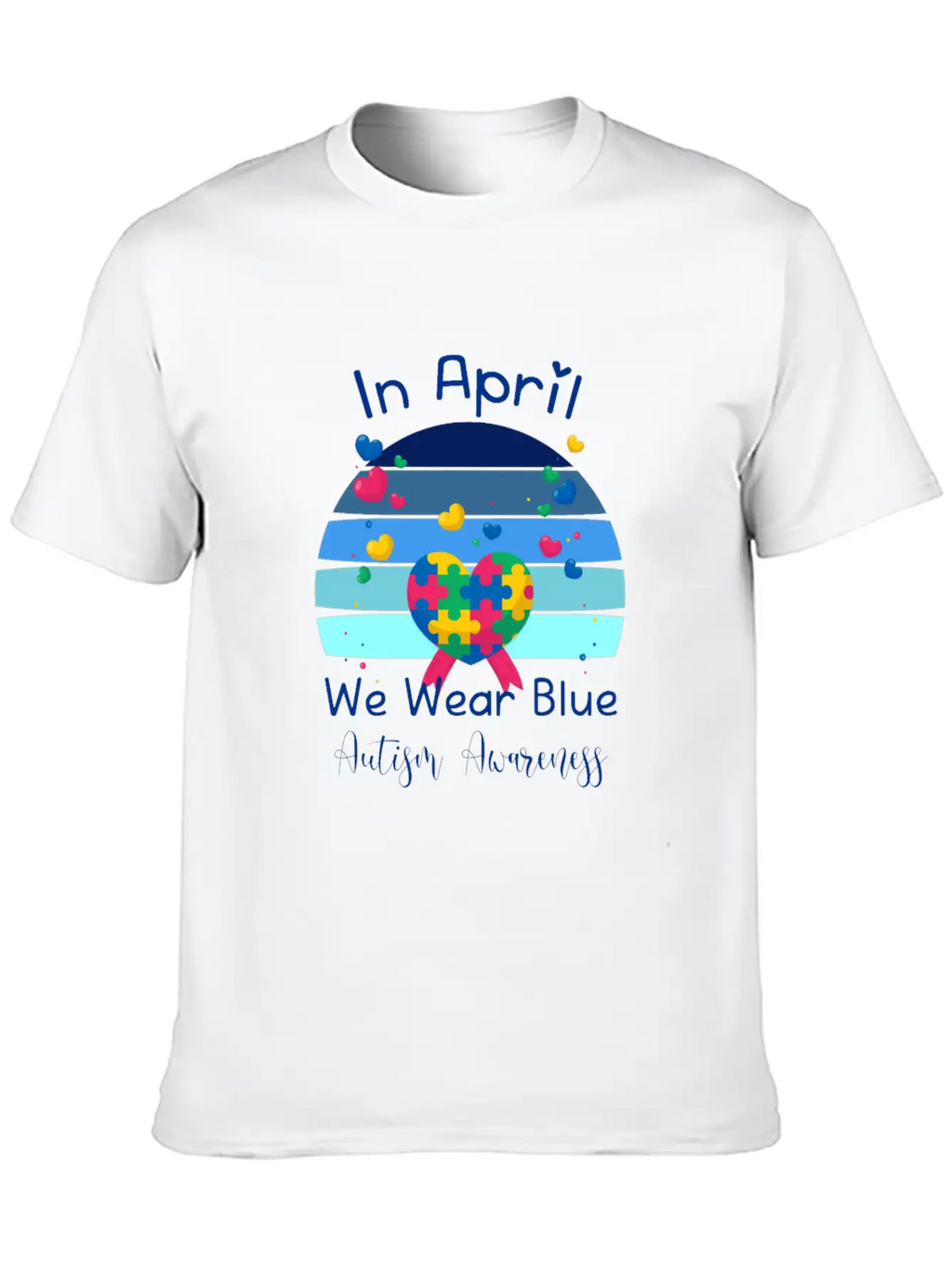 Rainbow Autism In April We Wear Blue Autism Breathable Soft Cotton T-Shirt – Timeless Casual Look