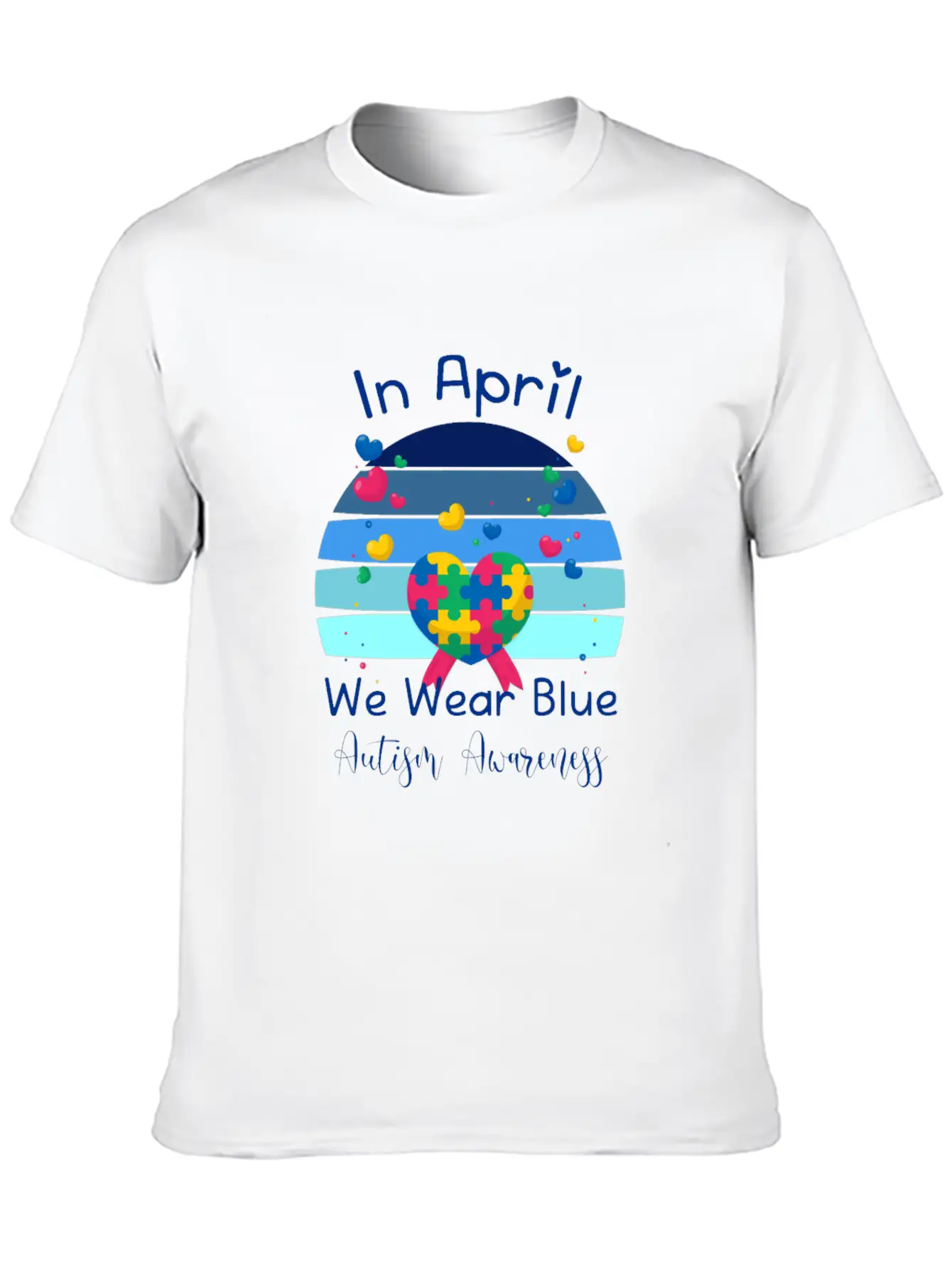 Rainbow Autism In April We Wear Blue Autism Breathable Soft Cotton T-Shirt – Timeless Casual Look