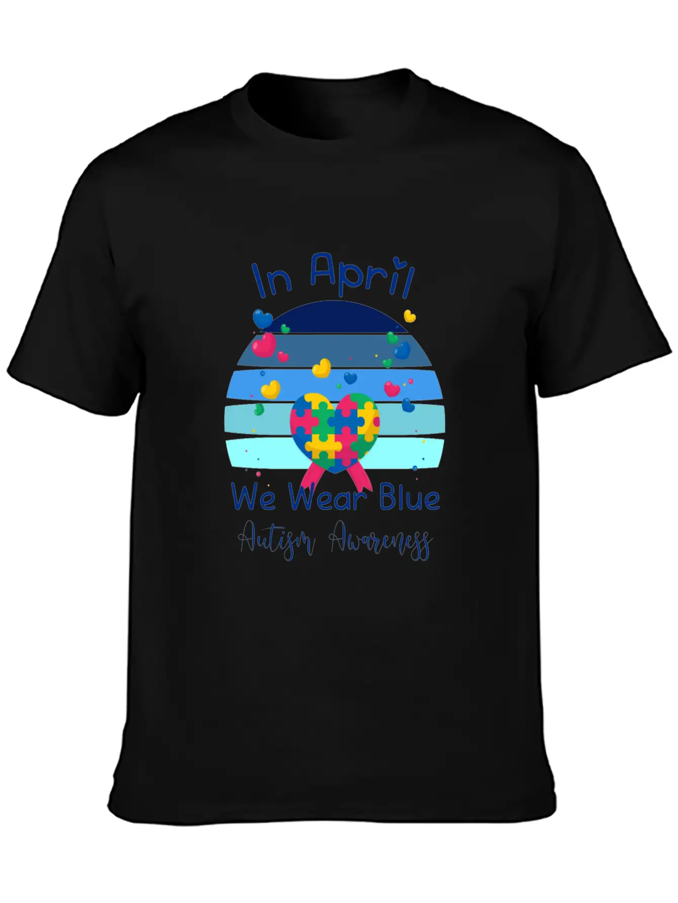 Rainbow Autism In April We Wear Blue Autism Breathable Soft Cotton T-Shirt – Timeless Casual Look