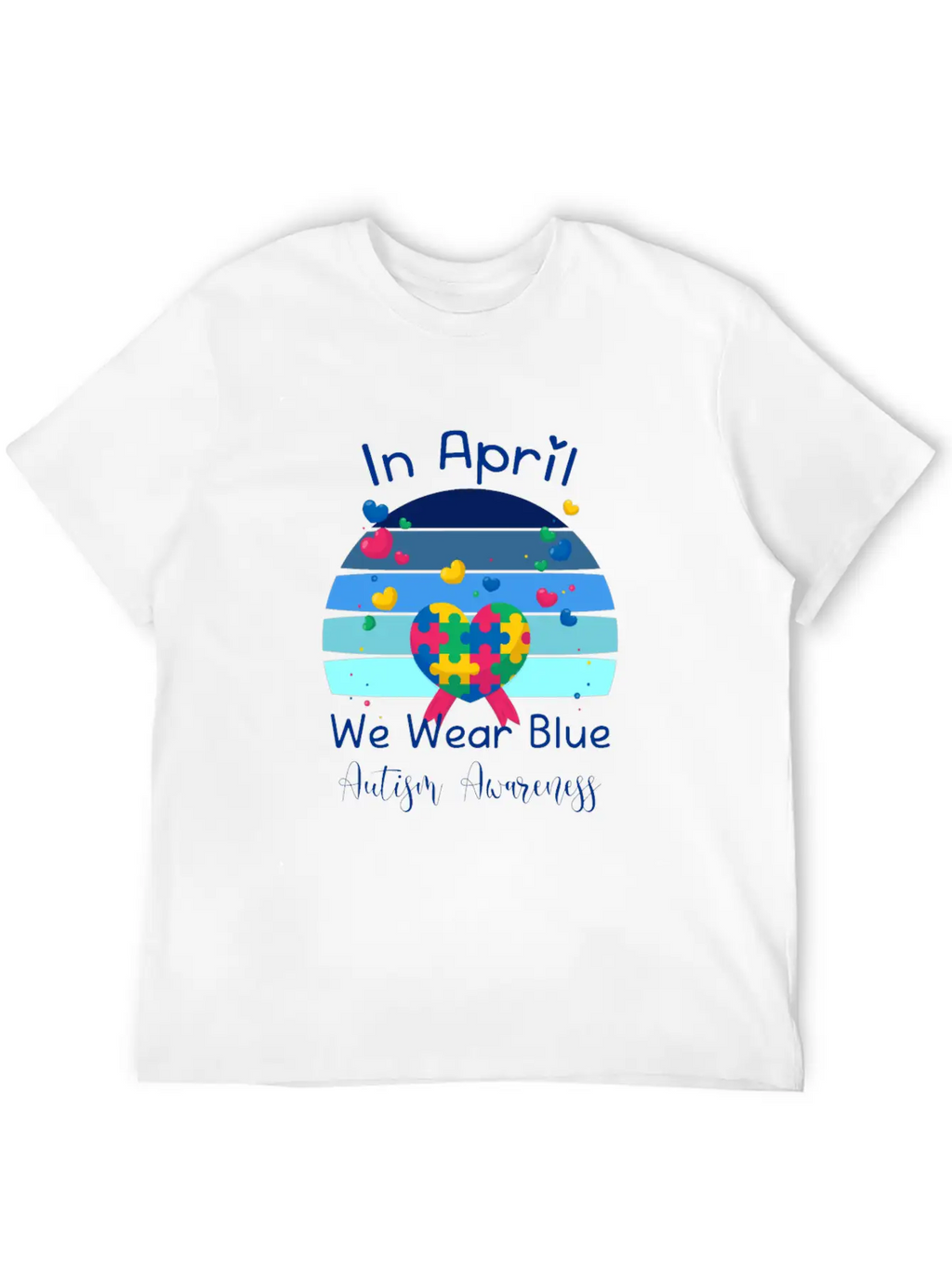 Rainbow Autism In April We Wear Blue Autism Breathable Soft Cotton T-Shirt – Timeless Casual Look