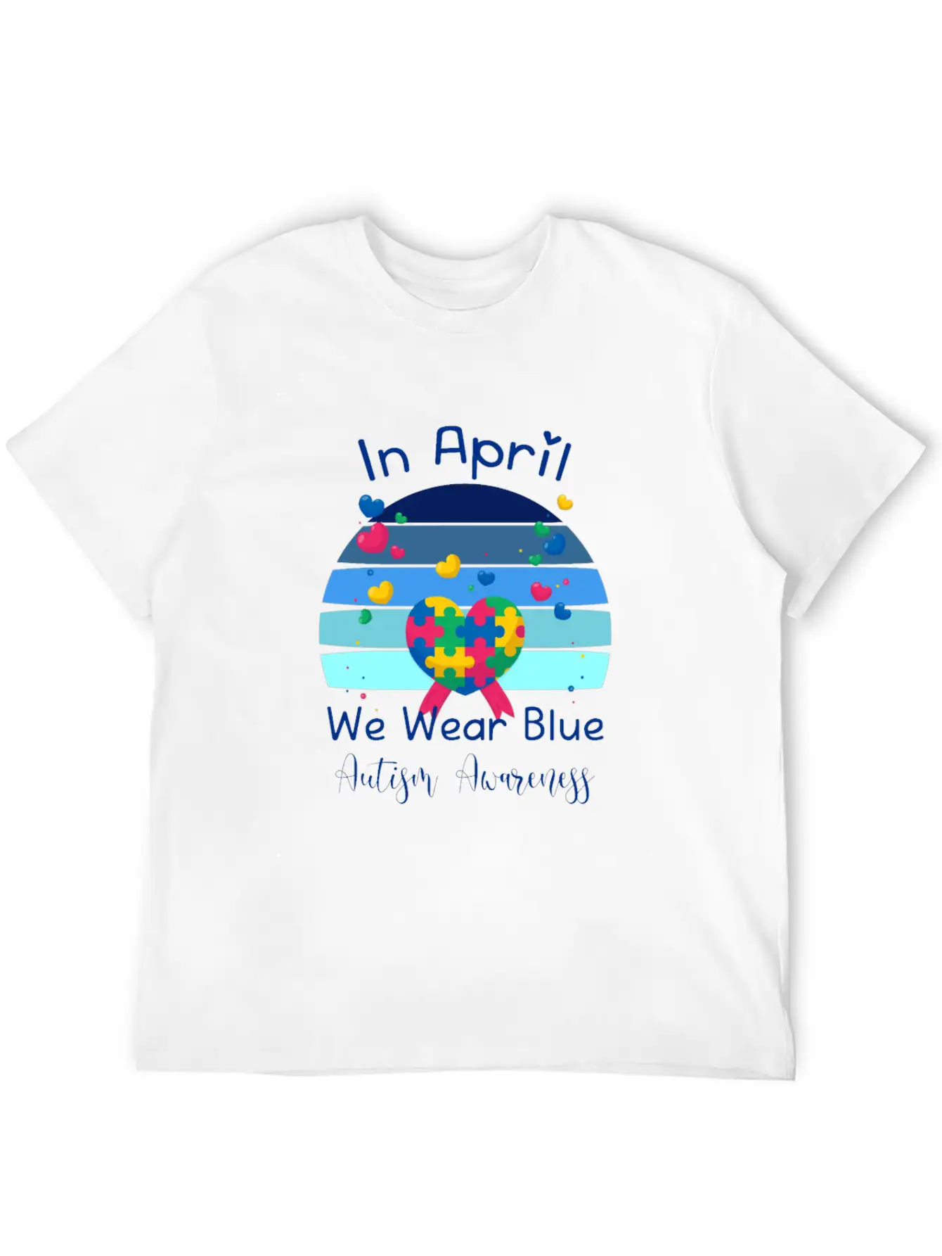 Rainbow Autism In April We Wear Blue Autism Breathable Soft Cotton T-Shirt – Timeless Casual Look