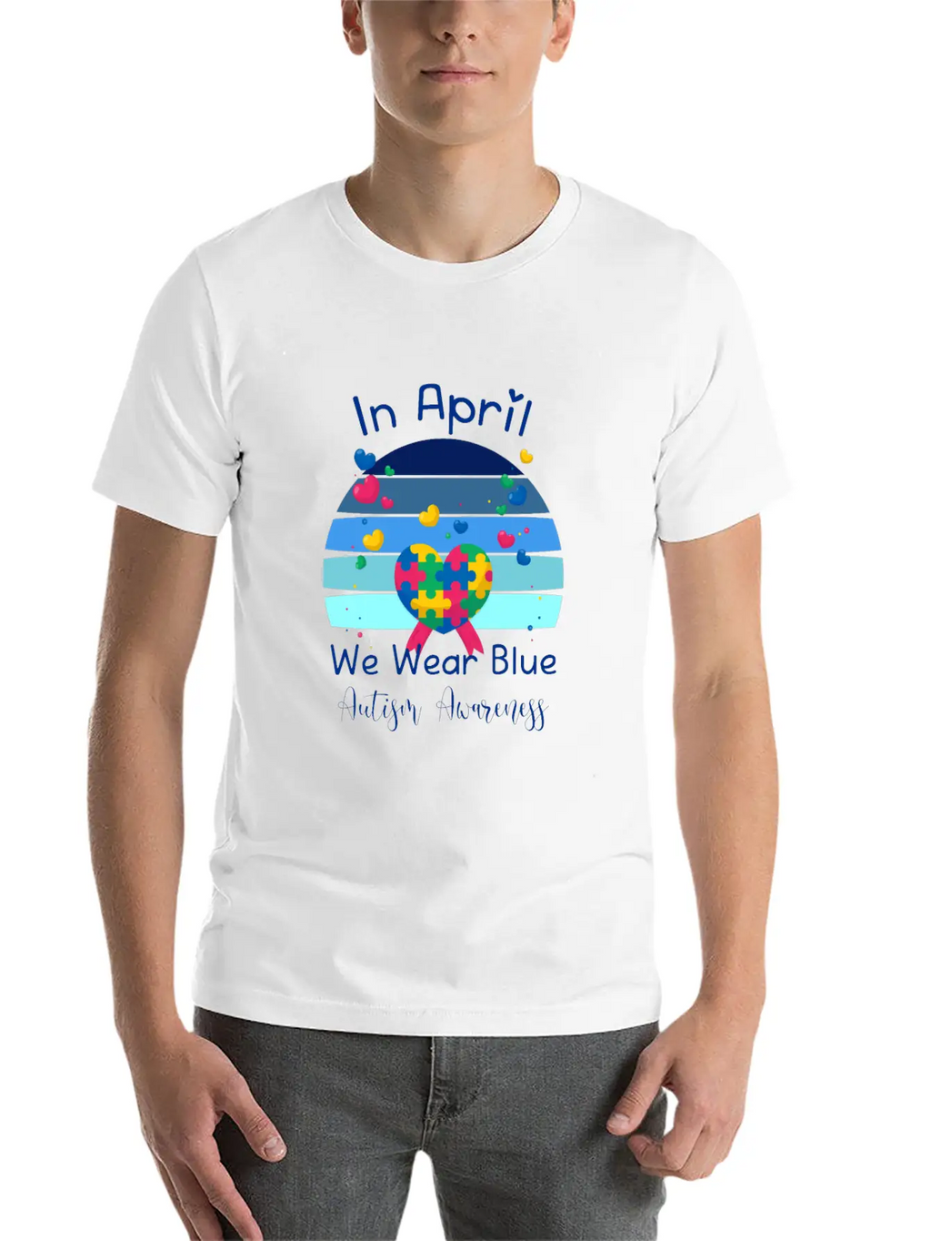 Rainbow Autism In April We Wear Blue Autism Breathable Soft Cotton T-Shirt – Timeless Casual Look