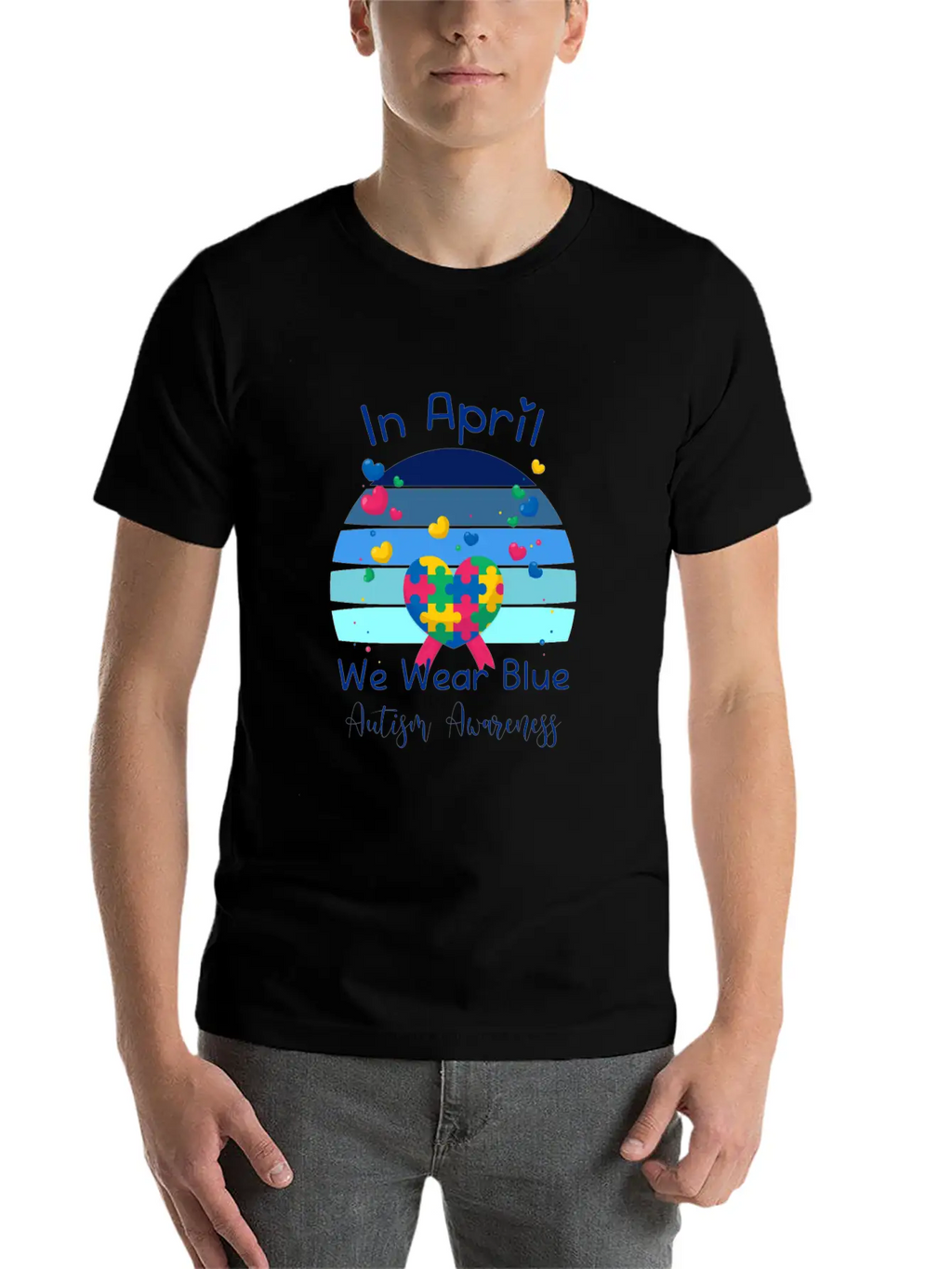 Rainbow Autism In April We Wear Blue Autism Breathable Soft Cotton T-Shirt – Timeless Casual Look