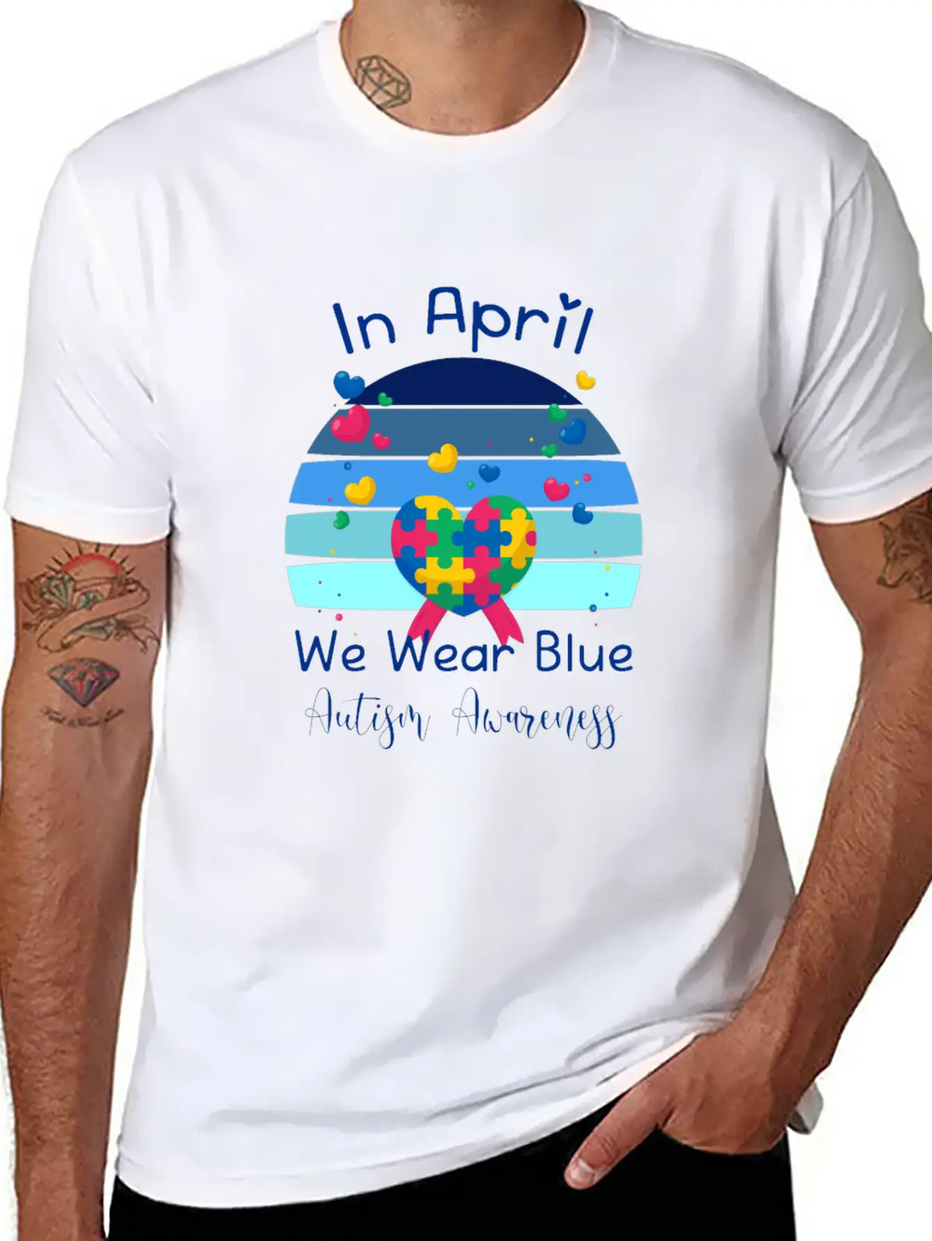 Rainbow Autism In April We Wear Blue Autism Breathable Soft Cotton T-Shirt – Timeless Casual Look