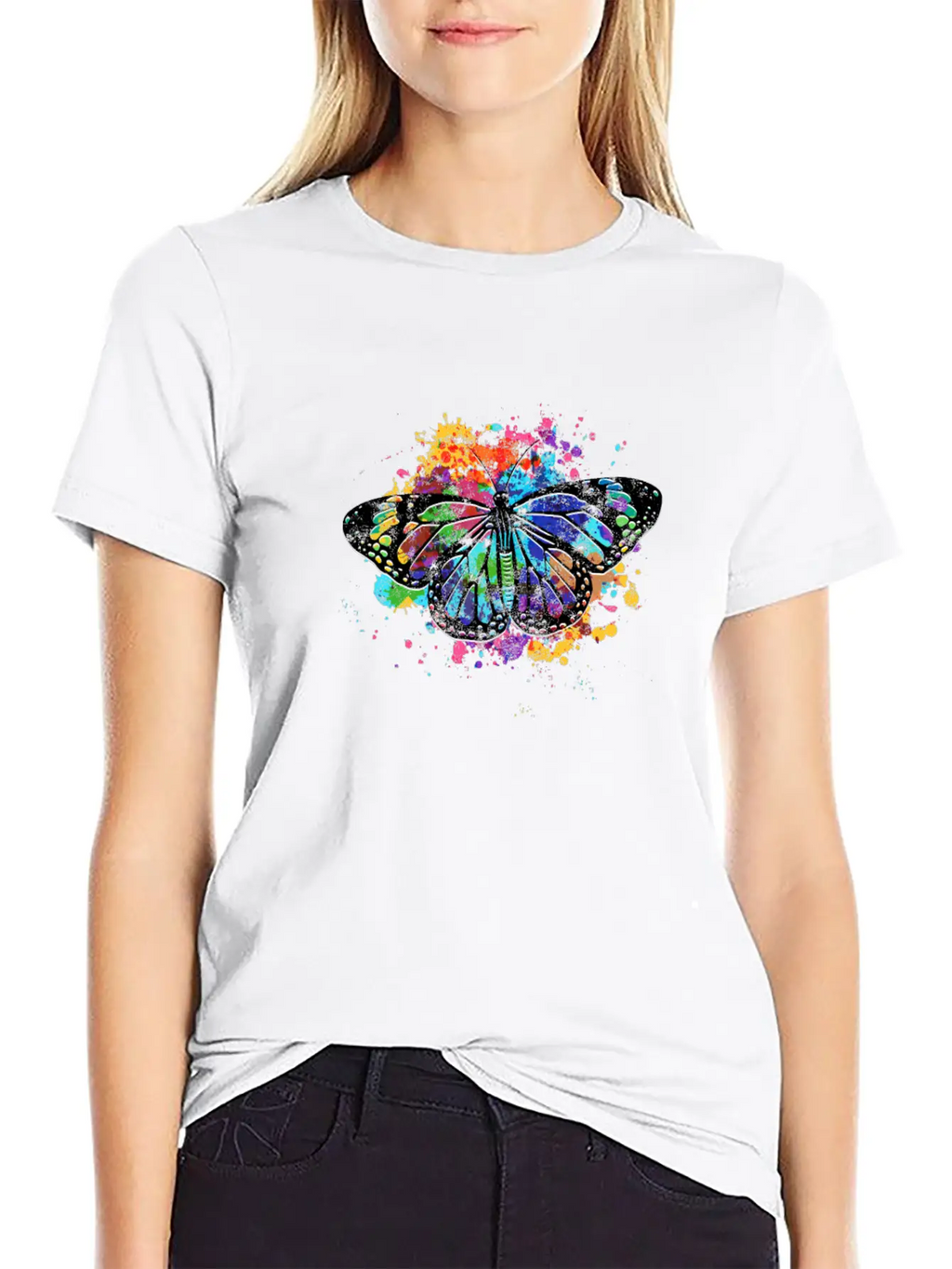 Rainbow Butterfly - Rainbow Casual Graphic T-Shirt – Simple And Comfortable Daily Wear