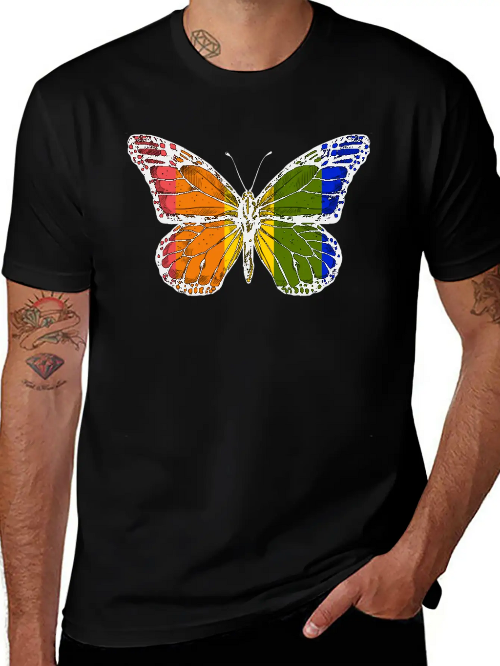 Rainbow Butterfly Unisex Casual T-Shirt – Clean Design For Daily Comfort