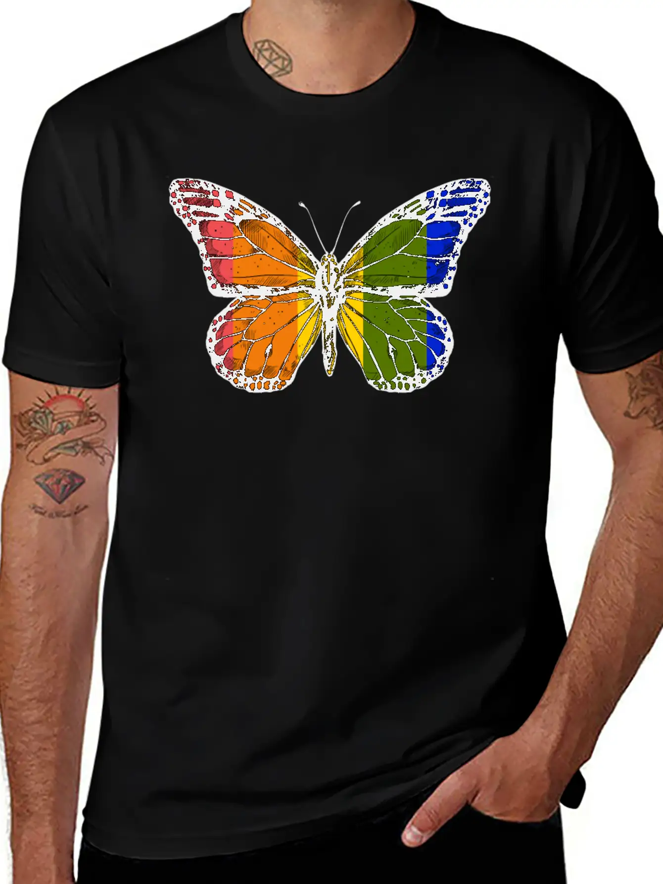 Rainbow Butterfly Unisex Casual T-Shirt – Clean Design For Daily Comfort