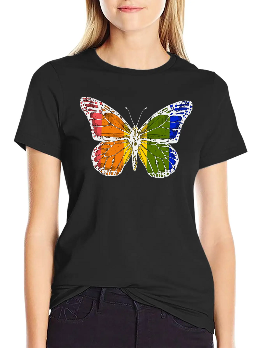Rainbow Butterfly Unisex Casual T-Shirt – Clean Design For Daily Comfort