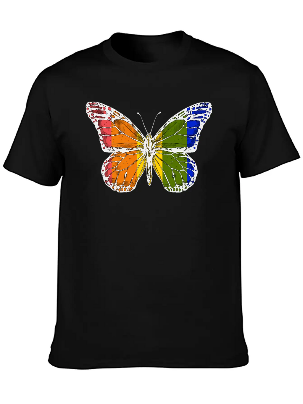 Rainbow Butterfly Unisex Casual T-Shirt – Clean Design For Daily Comfort