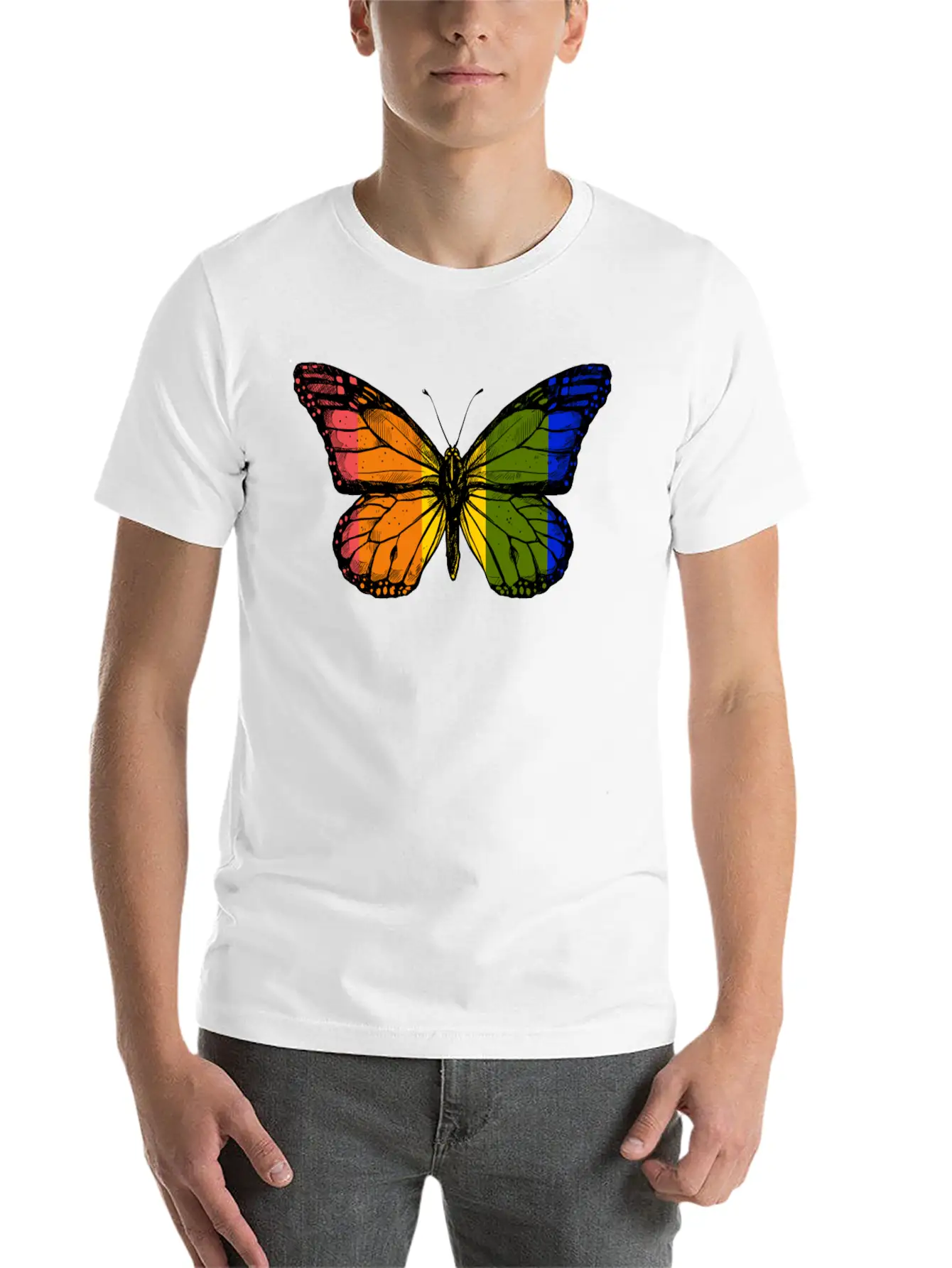 Rainbow Butterfly Unisex Casual T-Shirt – Clean Design For Daily Comfort