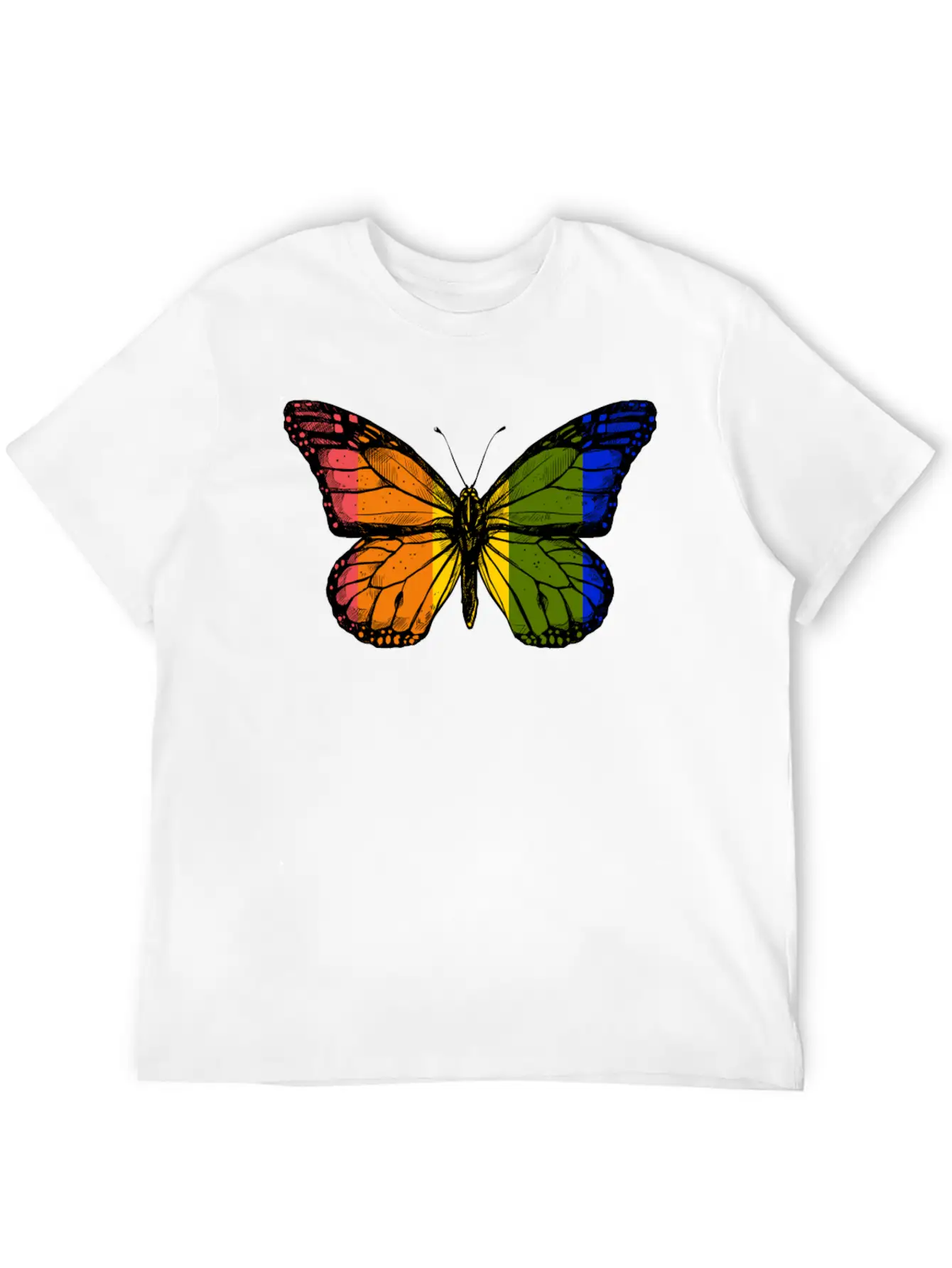 Rainbow Butterfly Unisex Casual T-Shirt – Clean Design For Daily Comfort