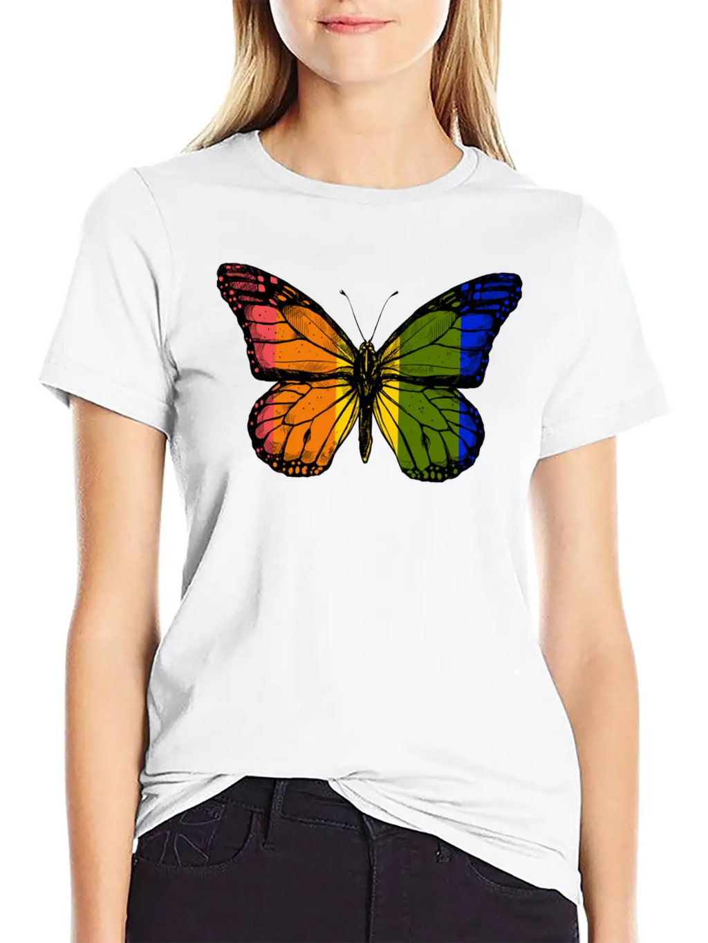 Rainbow Butterfly Unisex Casual T-Shirt – Clean Design For Daily Comfort
