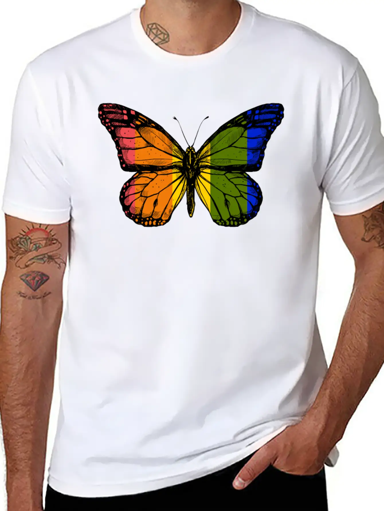 Rainbow Butterfly Unisex Casual T-Shirt – Clean Design For Daily Comfort