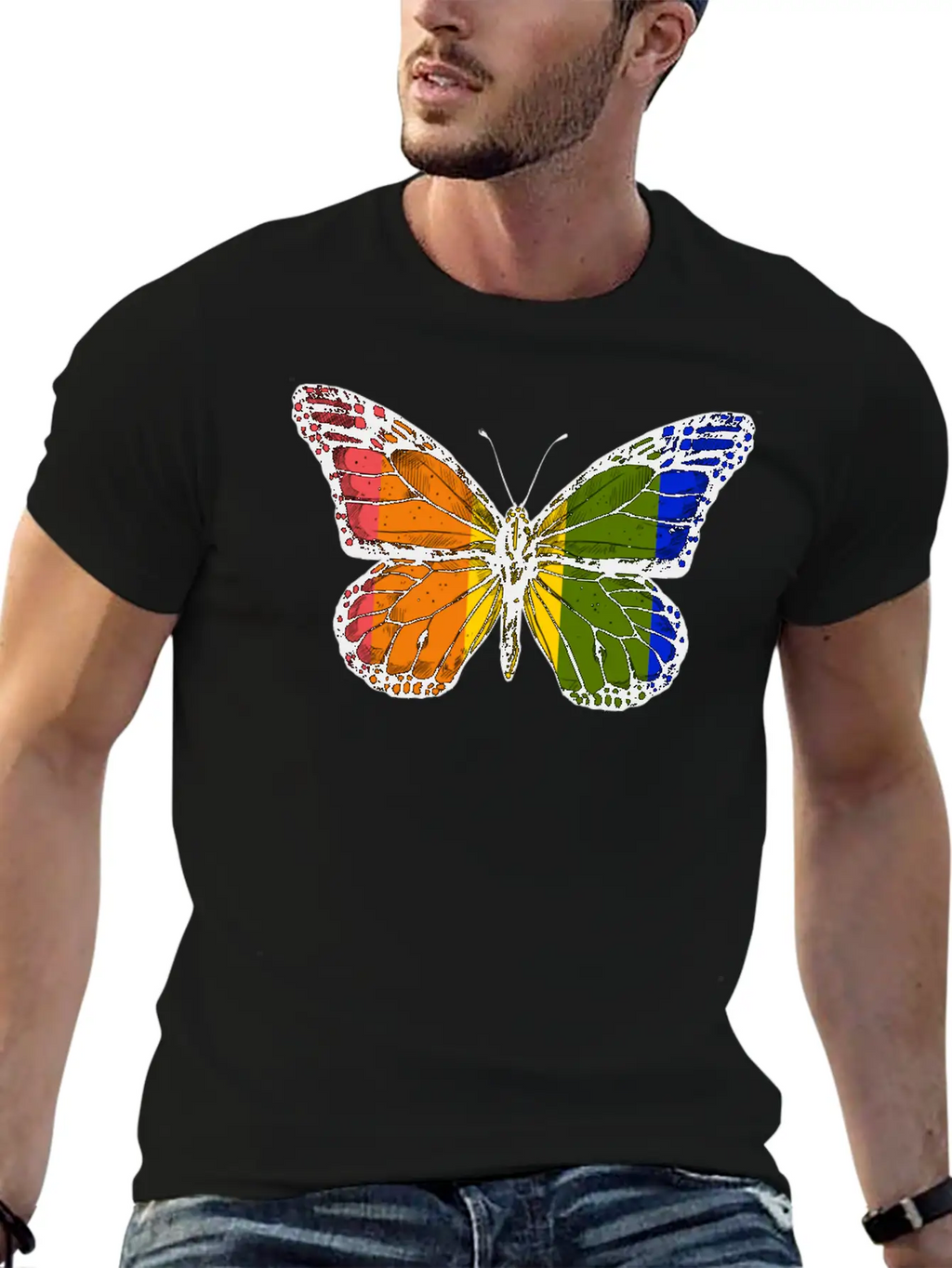 Rainbow Butterfly Unisex Casual T-Shirt – Clean Design For Daily Comfort