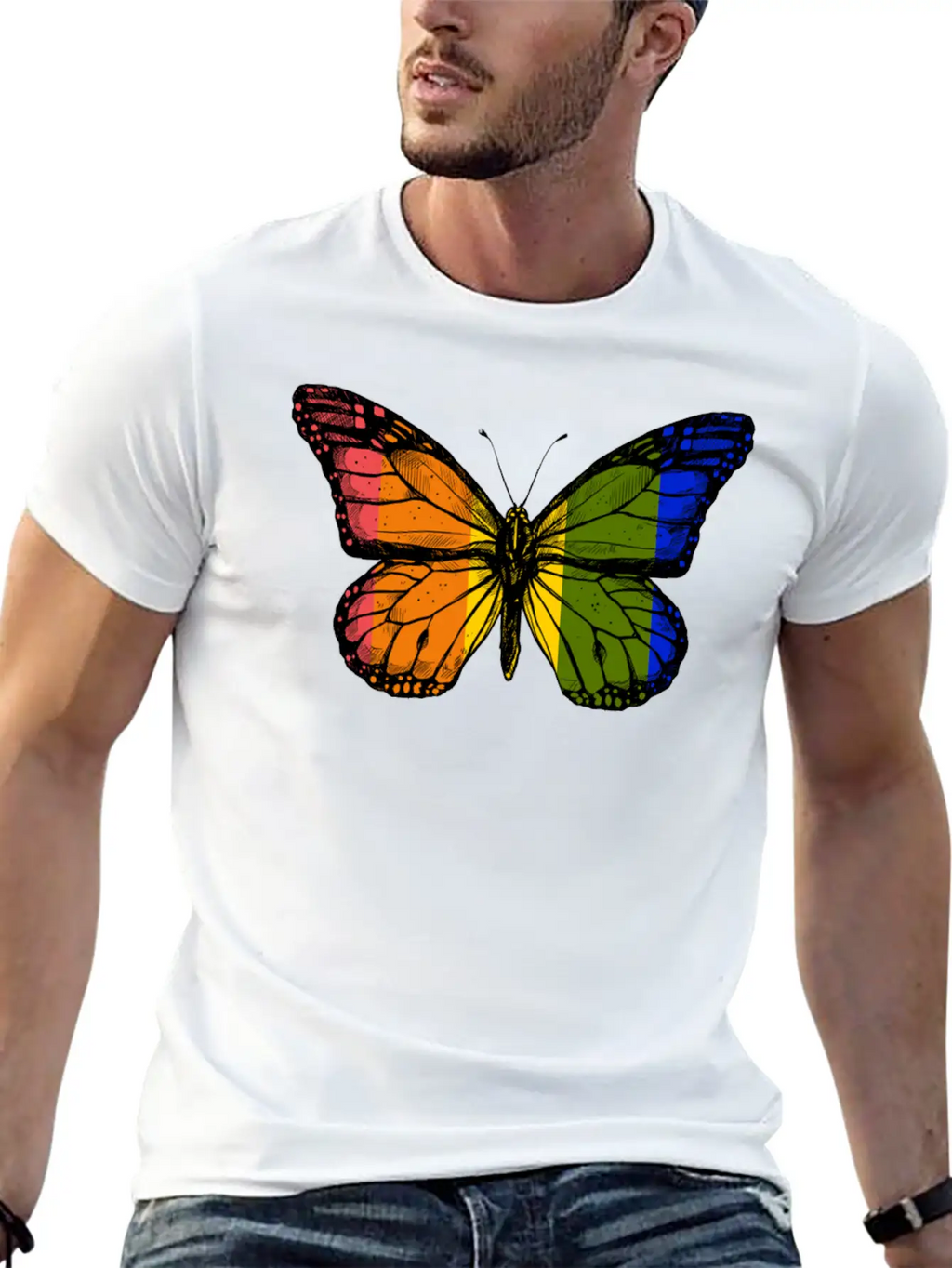 Rainbow Butterfly Unisex Casual T-Shirt – Clean Design For Daily Comfort