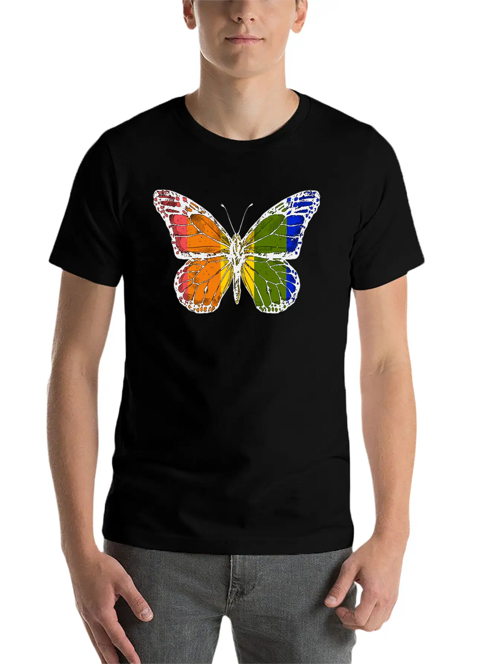 Rainbow Butterfly Unisex Casual T-Shirt – Clean Design For Daily Comfort