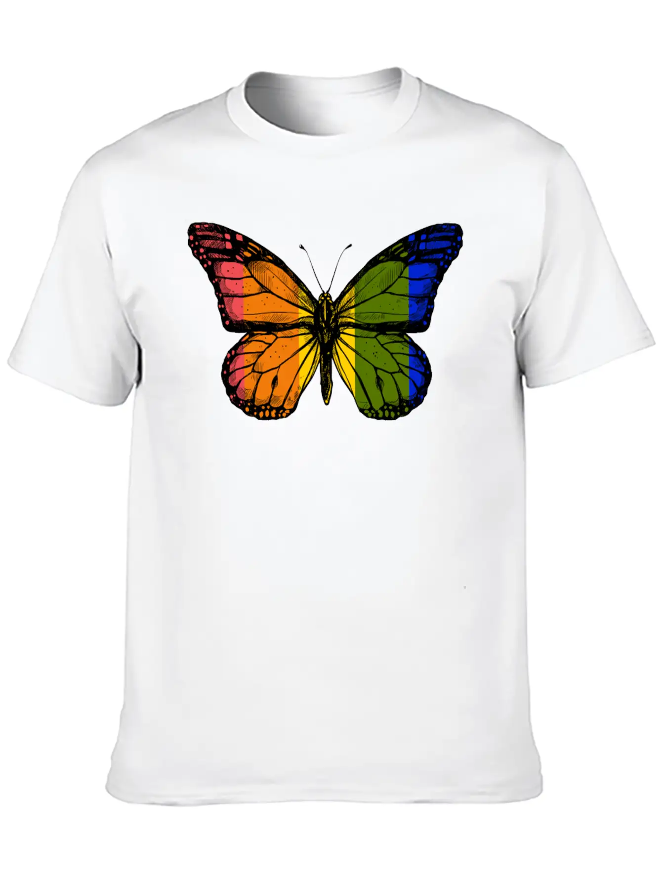 Rainbow Butterfly Unisex Casual T-Shirt – Clean Design For Daily Comfort